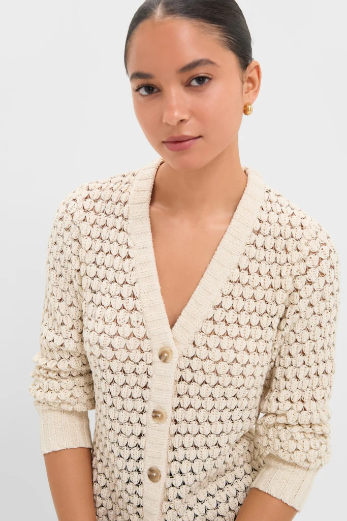 Metallic Cream Knit Caspar Cardigan - Image 5