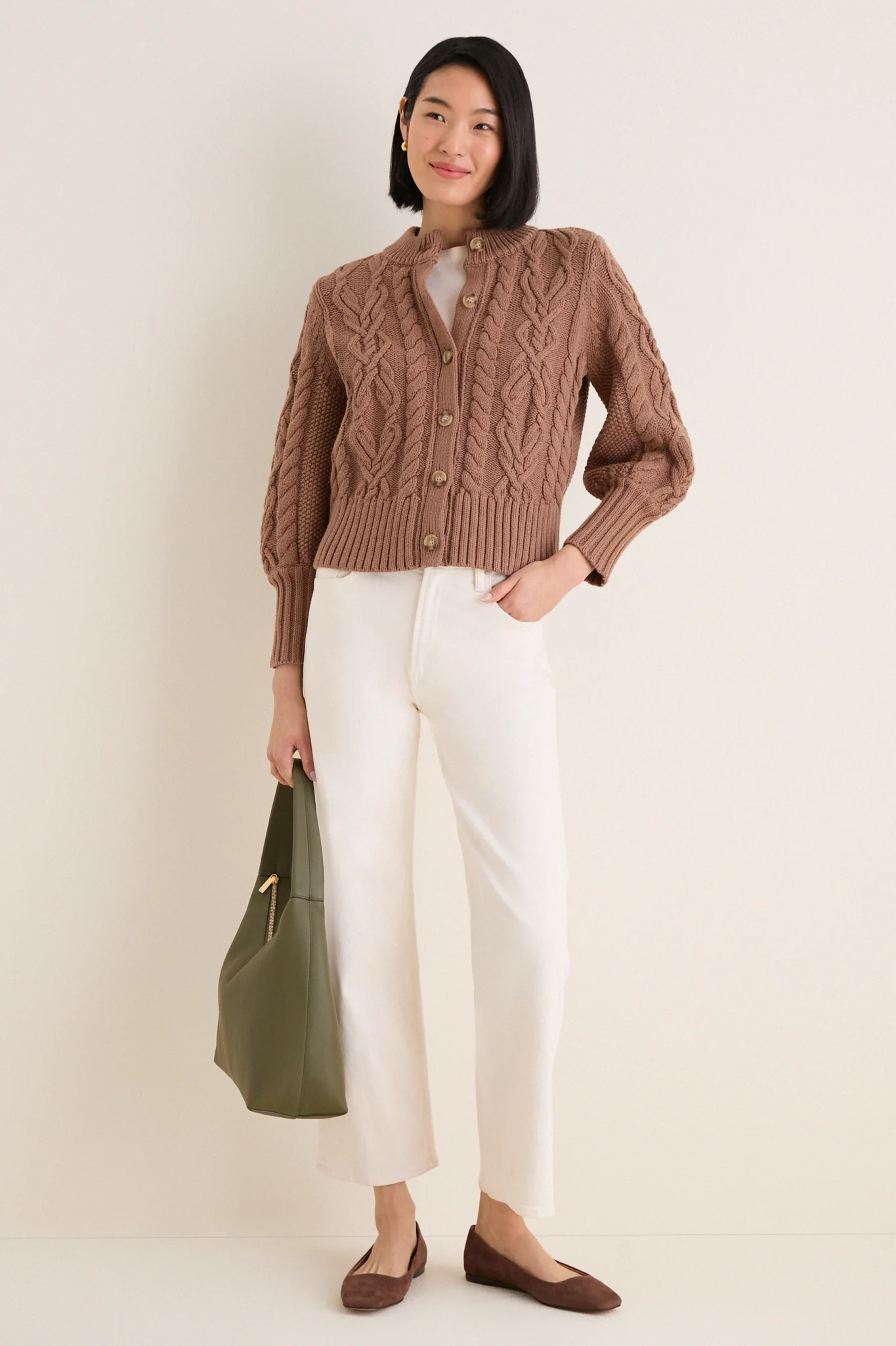 Mocha Cotton Colette Cardigan - Image 2