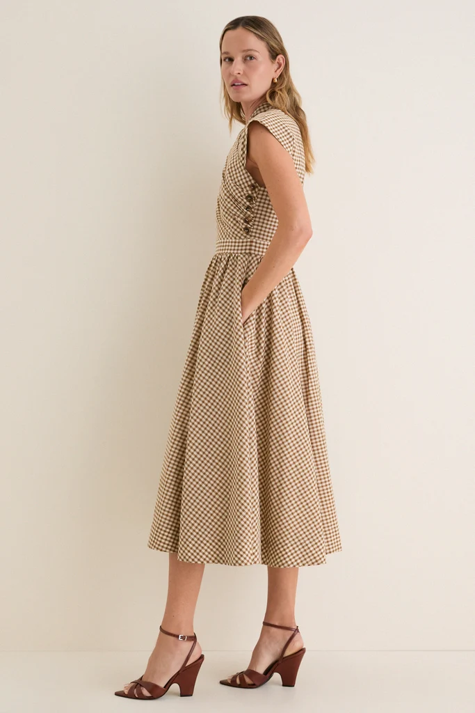 Mocha Gingham Dame Dress - Image 5