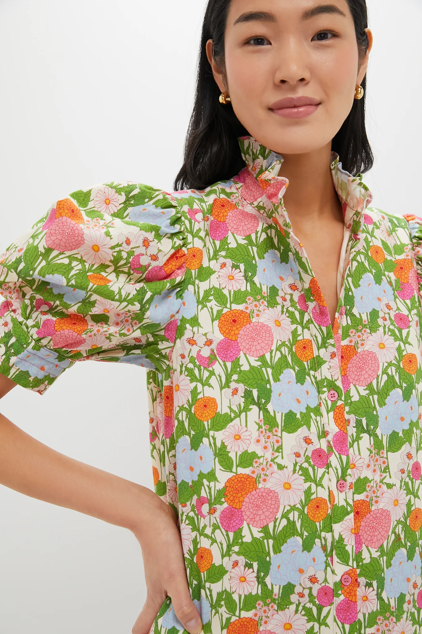 Multi Green Begonia Floral Louisa Maxi Dress - Image 5