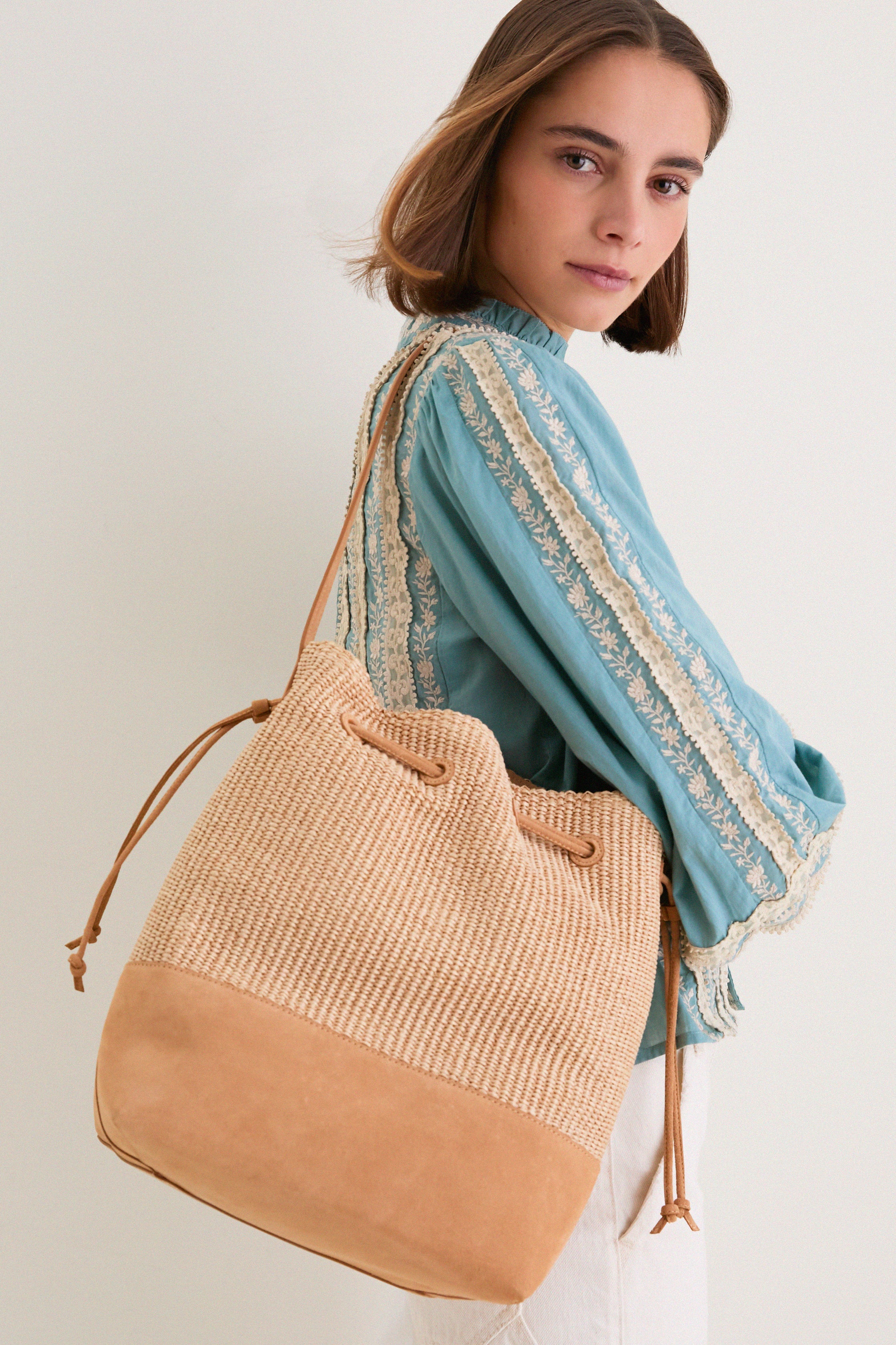 Natural Drawstring Cabas - Image 2