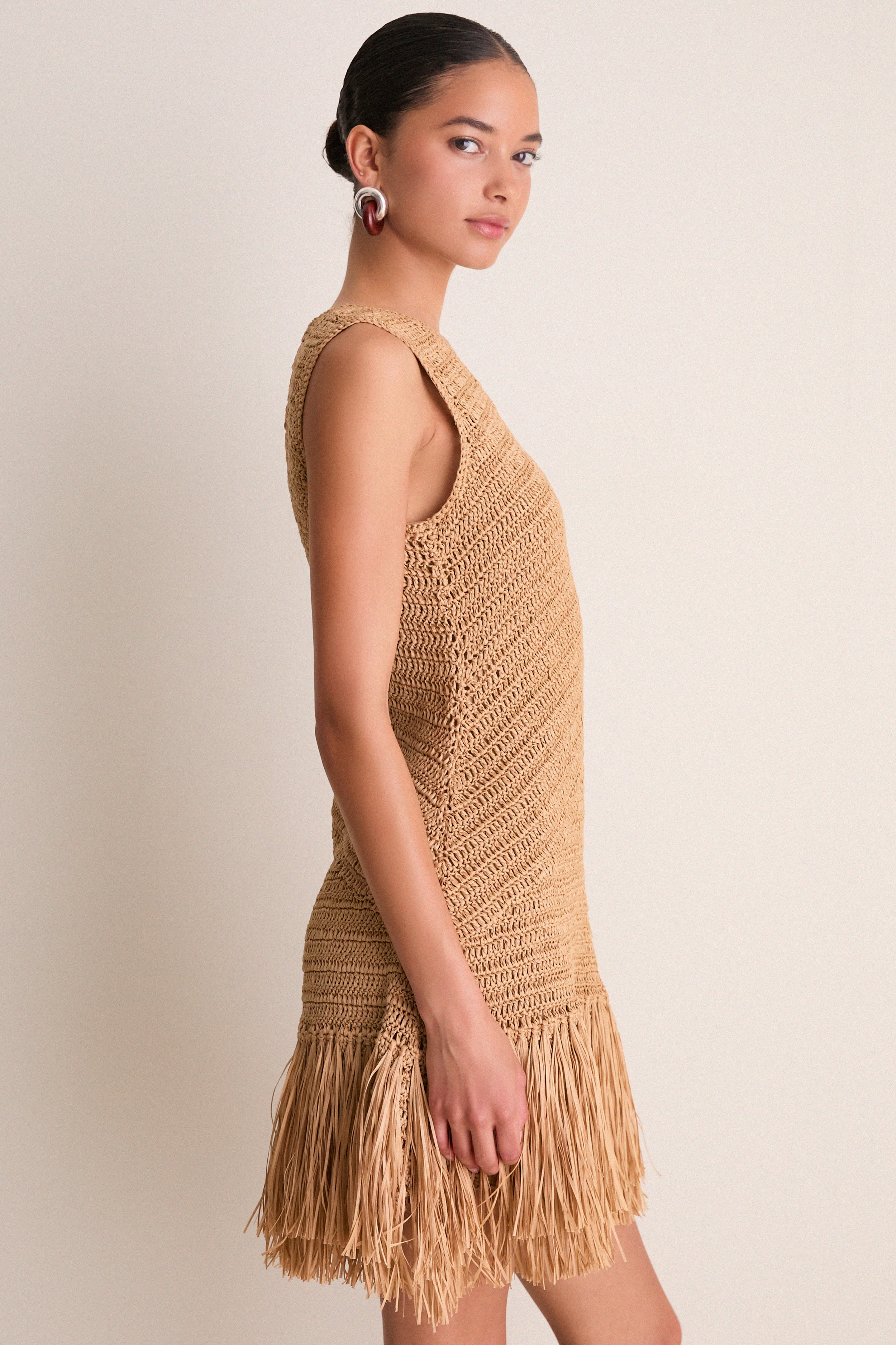 Natural Mira Crochet Mini Dress - Image 3