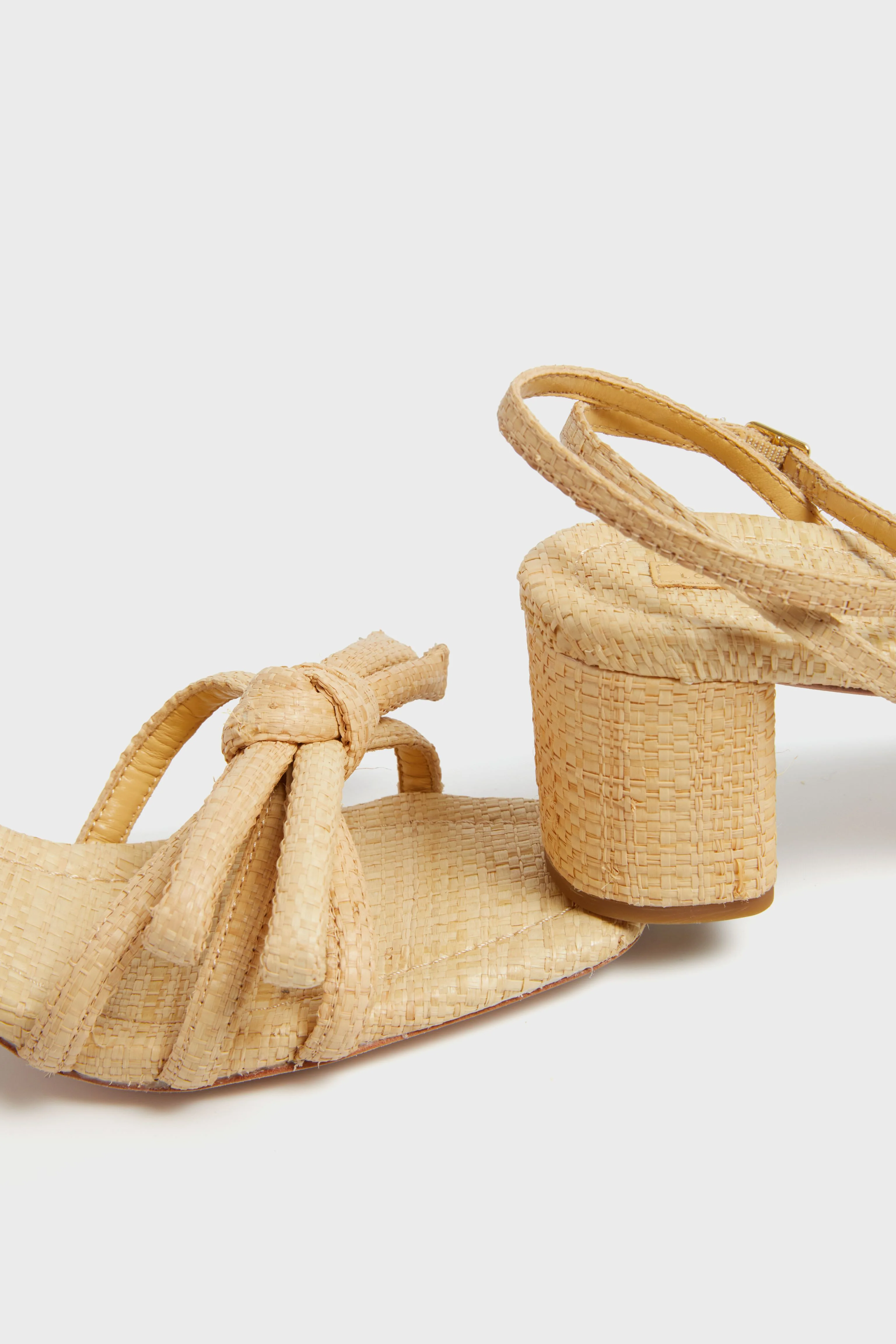 Natural Straw Mikel Mid Heel Bow Sandal - Image 4