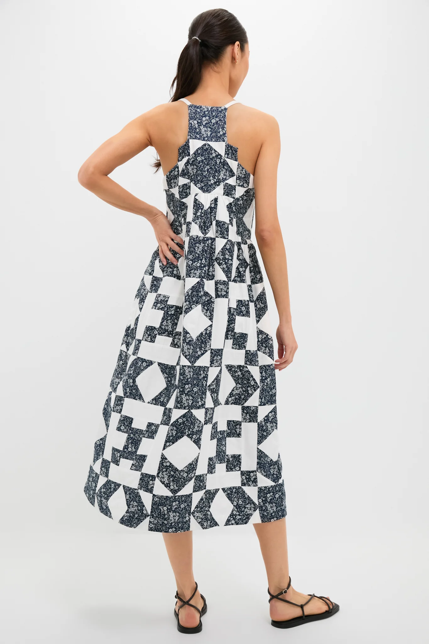 Navy Ana Patchwork Print Tank Dress - Image 4