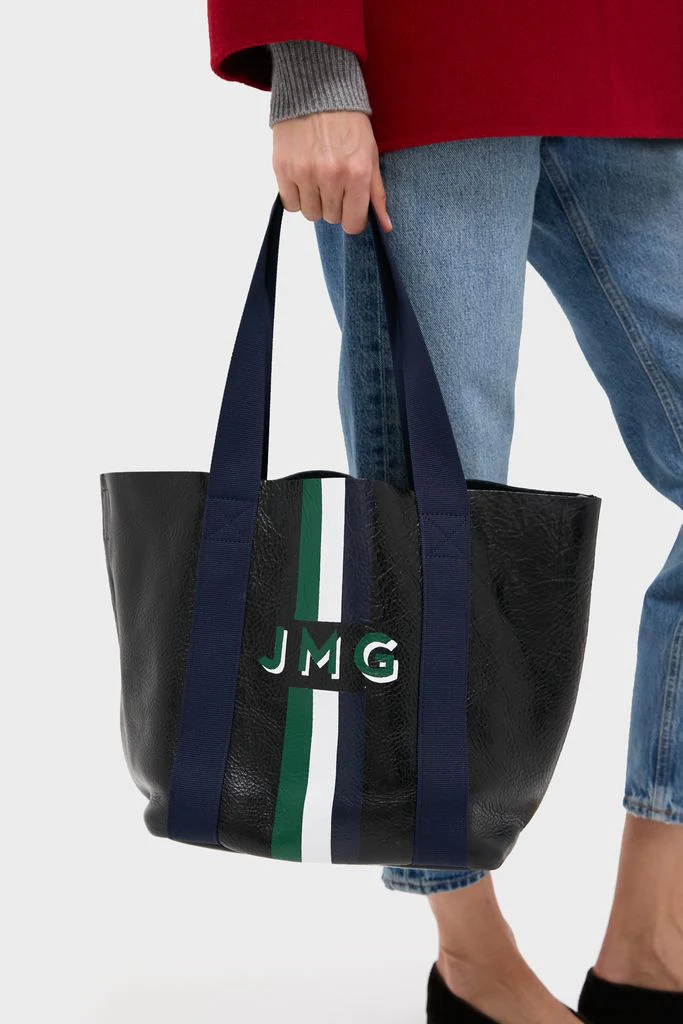 Navy Baby Daddy Tote with Green Monogram - Image 2