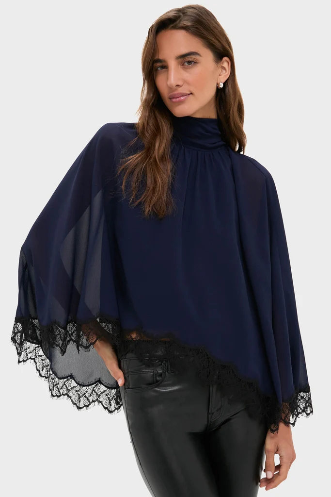 Navy Cape Chiffon Ashfield Top