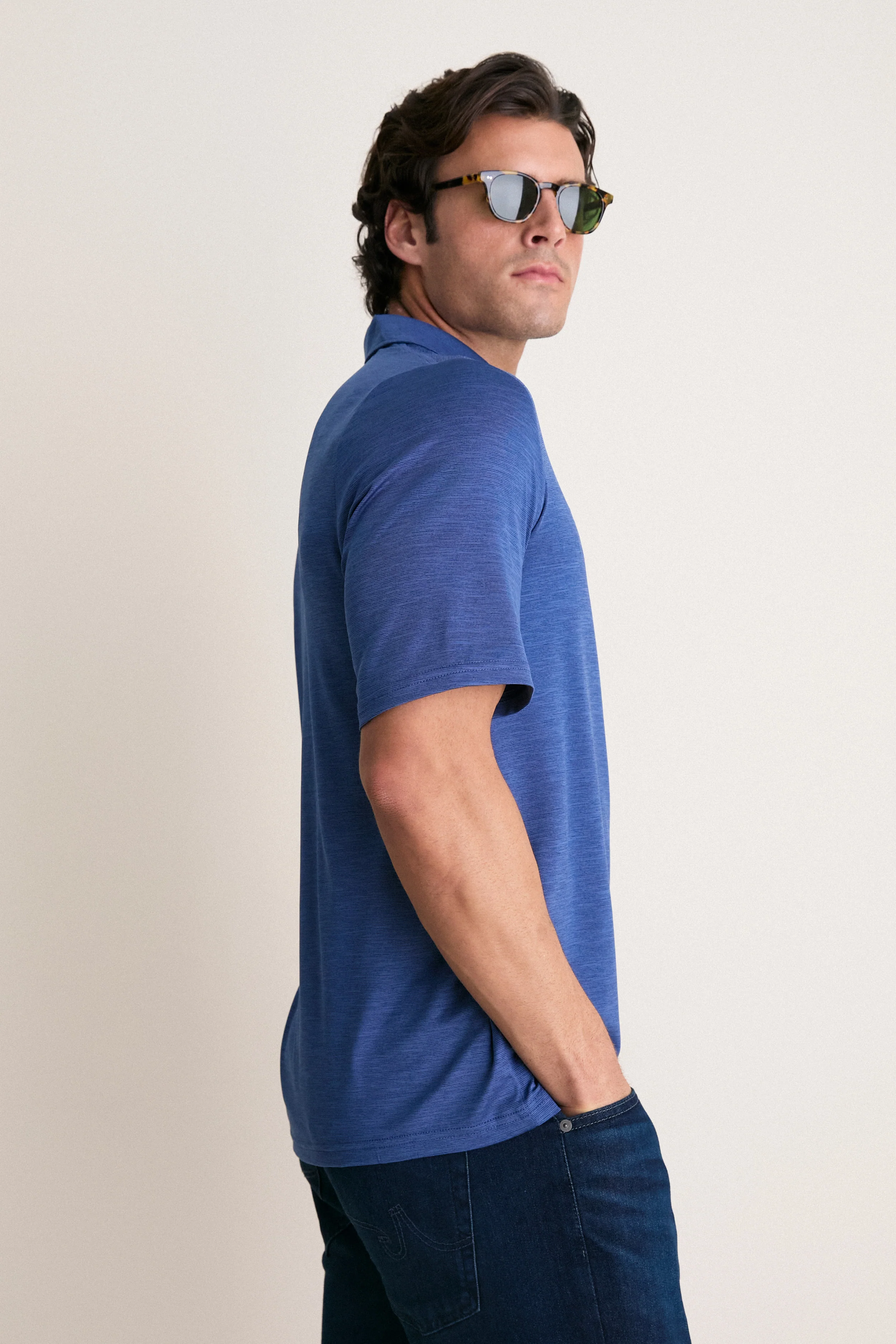 Navy Captain Heather Performance Sport Players Shirt - Image 3