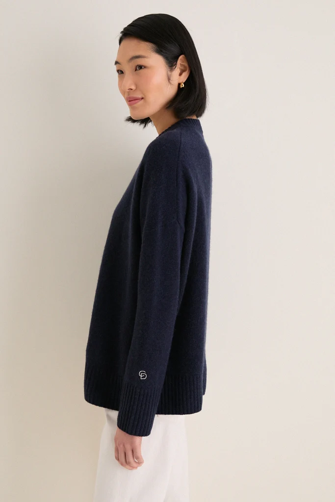 Navy Cashmere Cassie V-Neck Sweater - Image 3