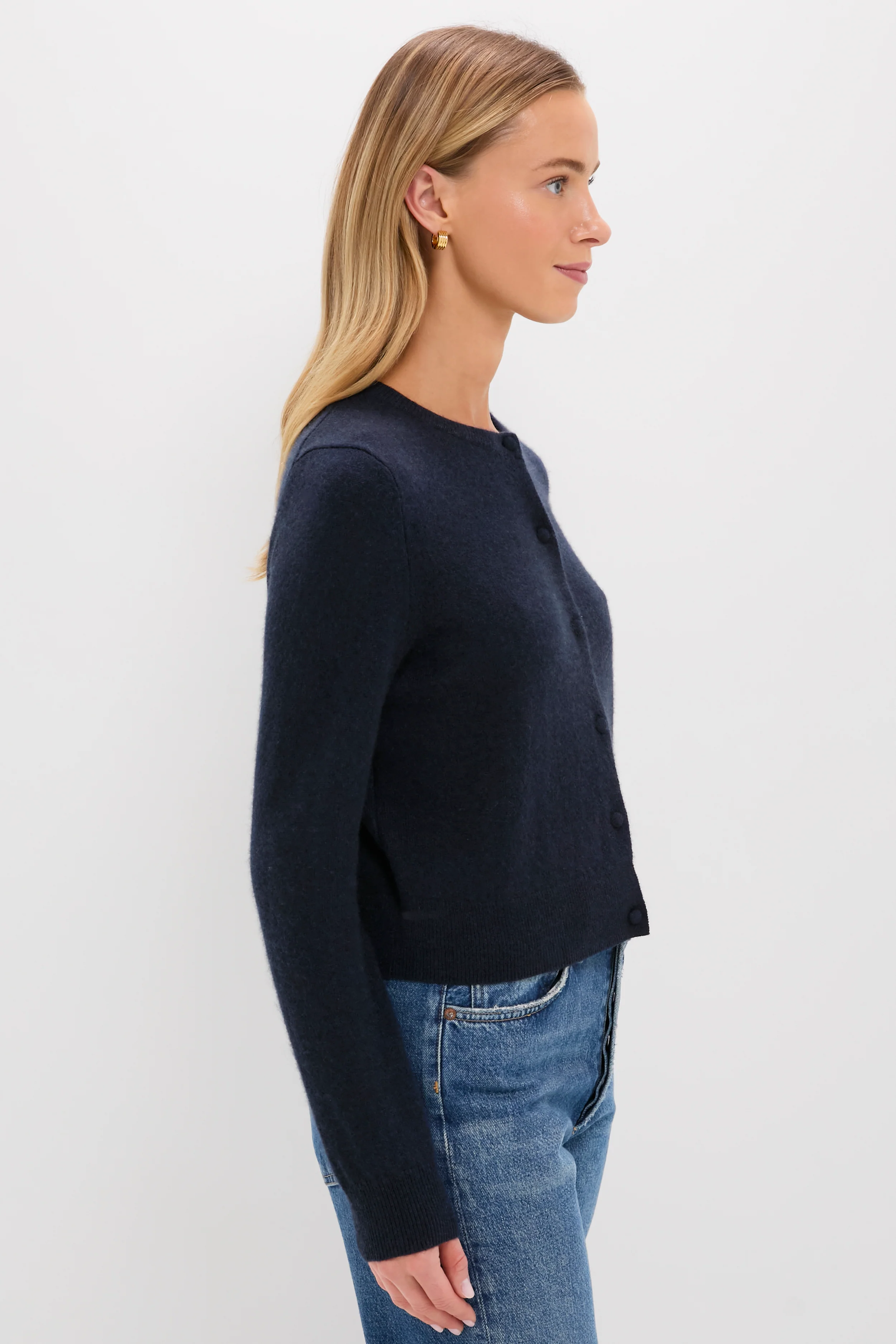 Navy Cashmere Riley Cardigan - Image 3