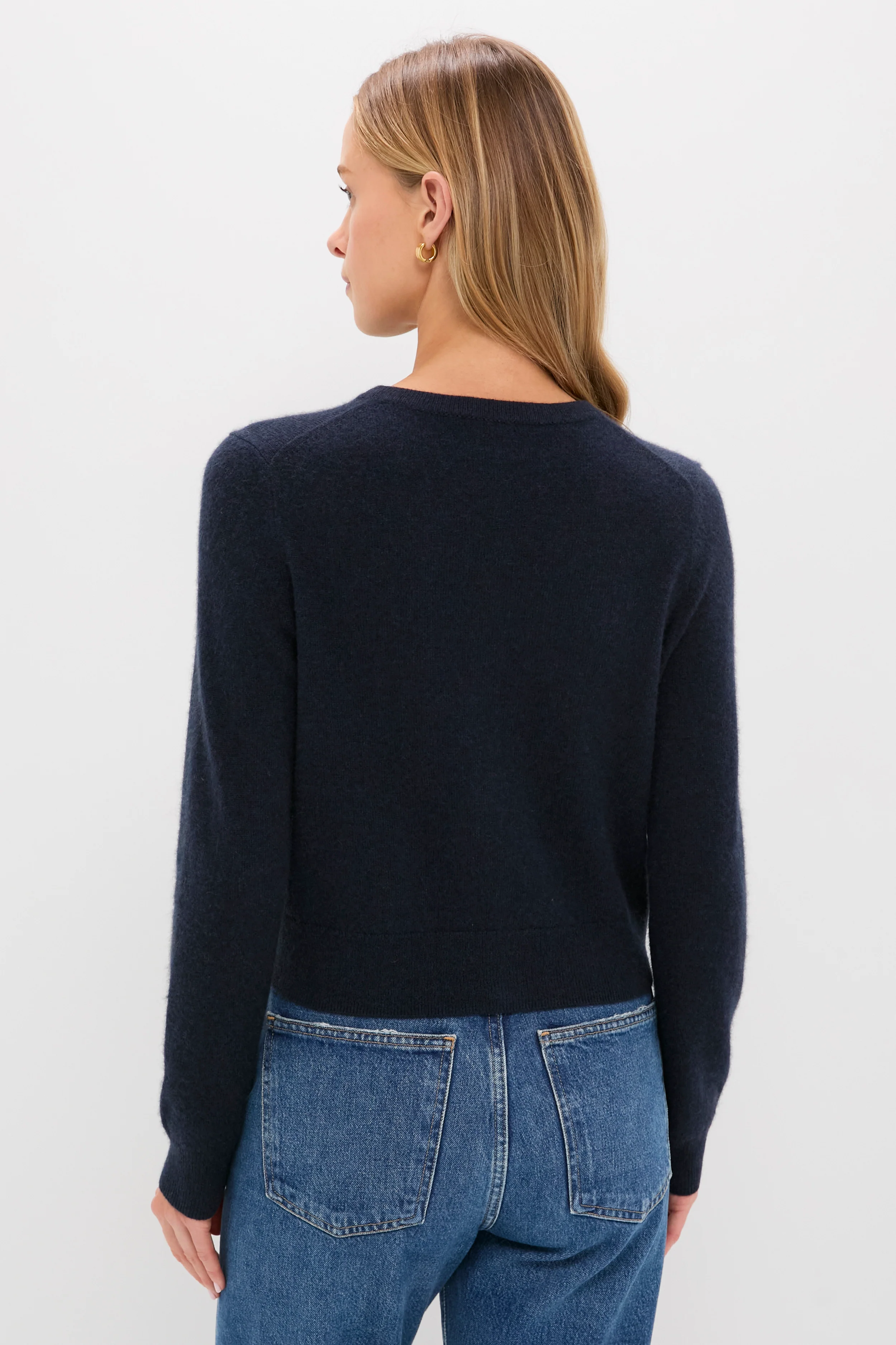 Navy Cashmere Riley Cardigan - Image 4