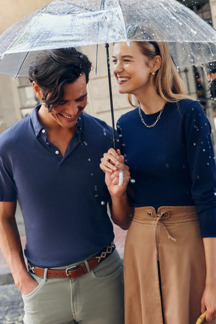 Navy Cashmere Silk Long Sleeve Katie Tee - Image 2