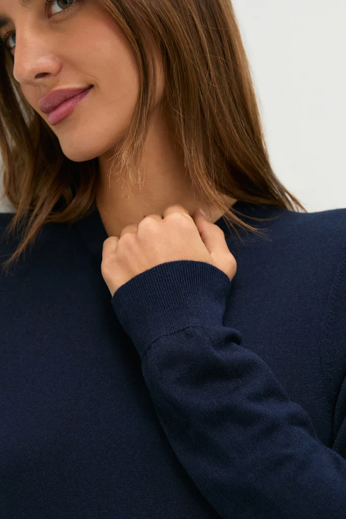 Navy Cashmere Silk Long Sleeve Katie Tee - Image 6