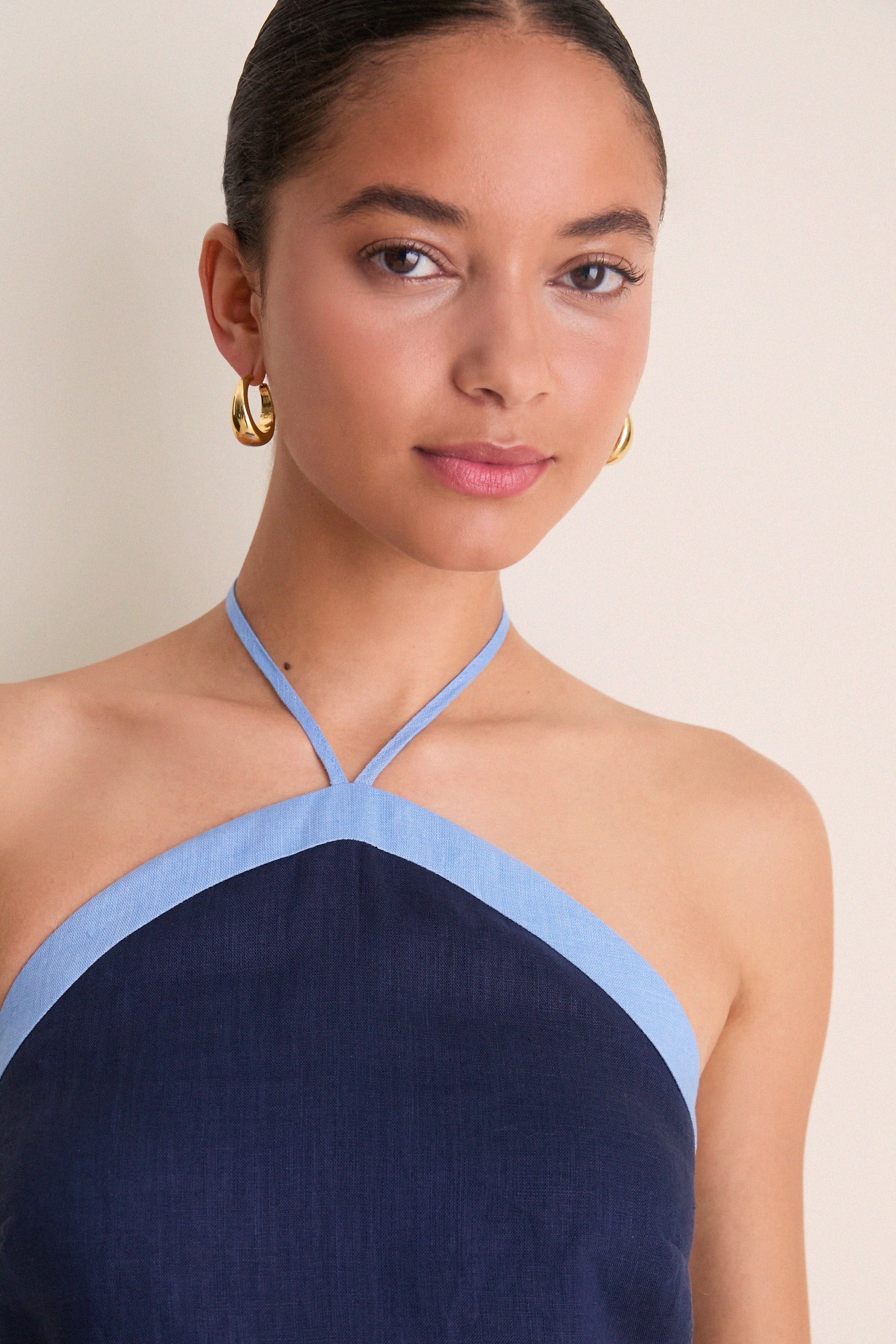 Navy & Cerulean Colorblock Judy Halter Mini Dress - Image 5