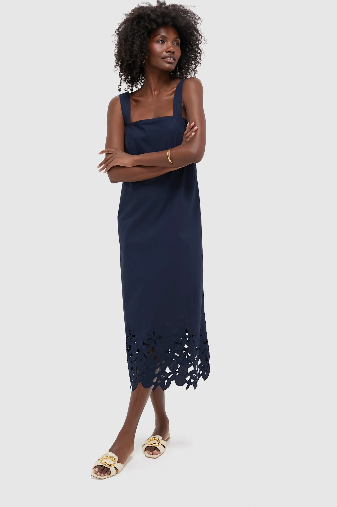 Navy Cotton Eyelet Moria Dress - Image 6