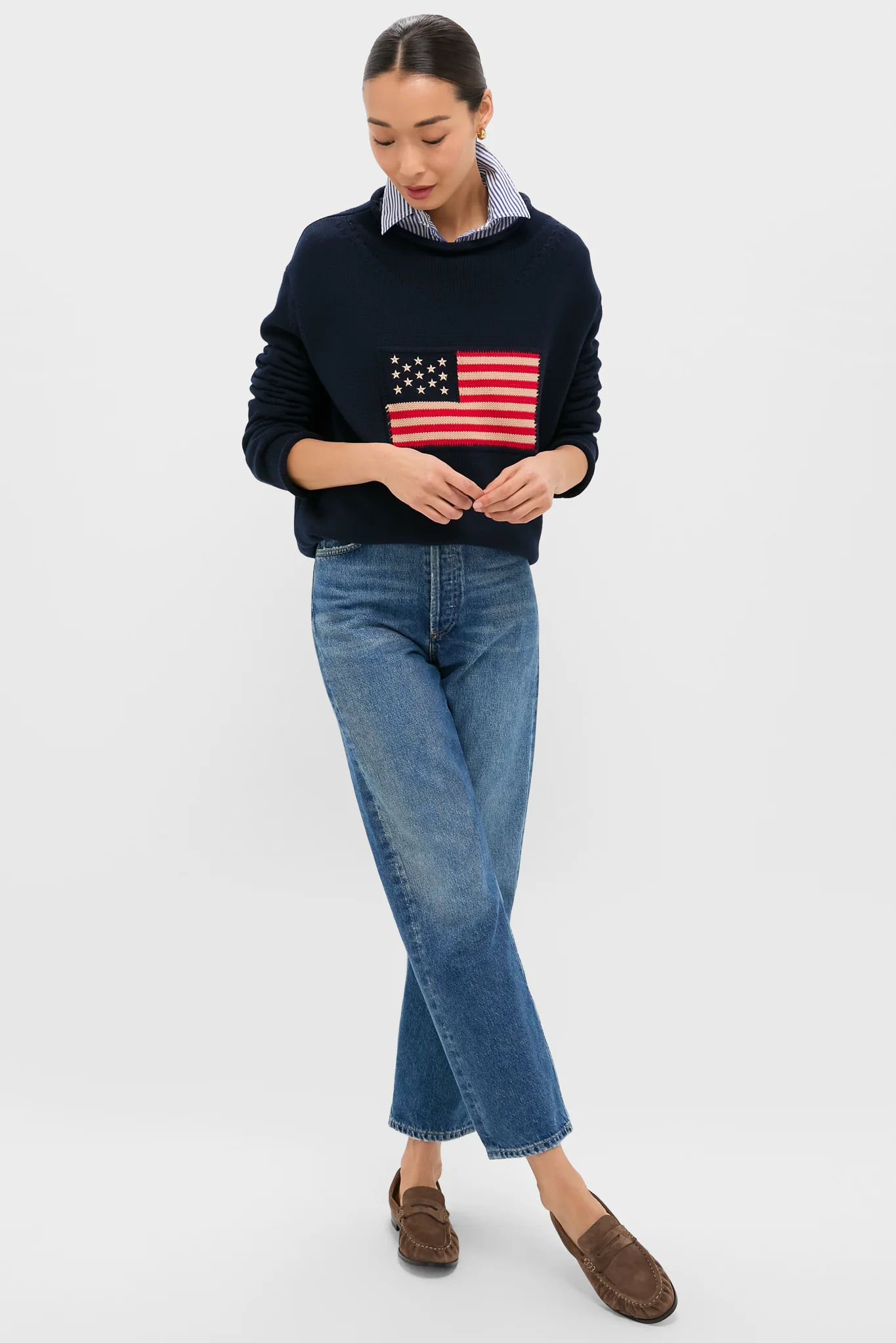 Navy Cotton Rollneck Americana Sweater - Image 6