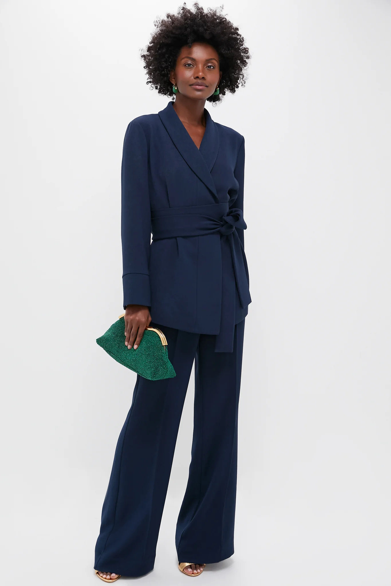 Navy Crepe Talia Wrap Blazer - Image 2