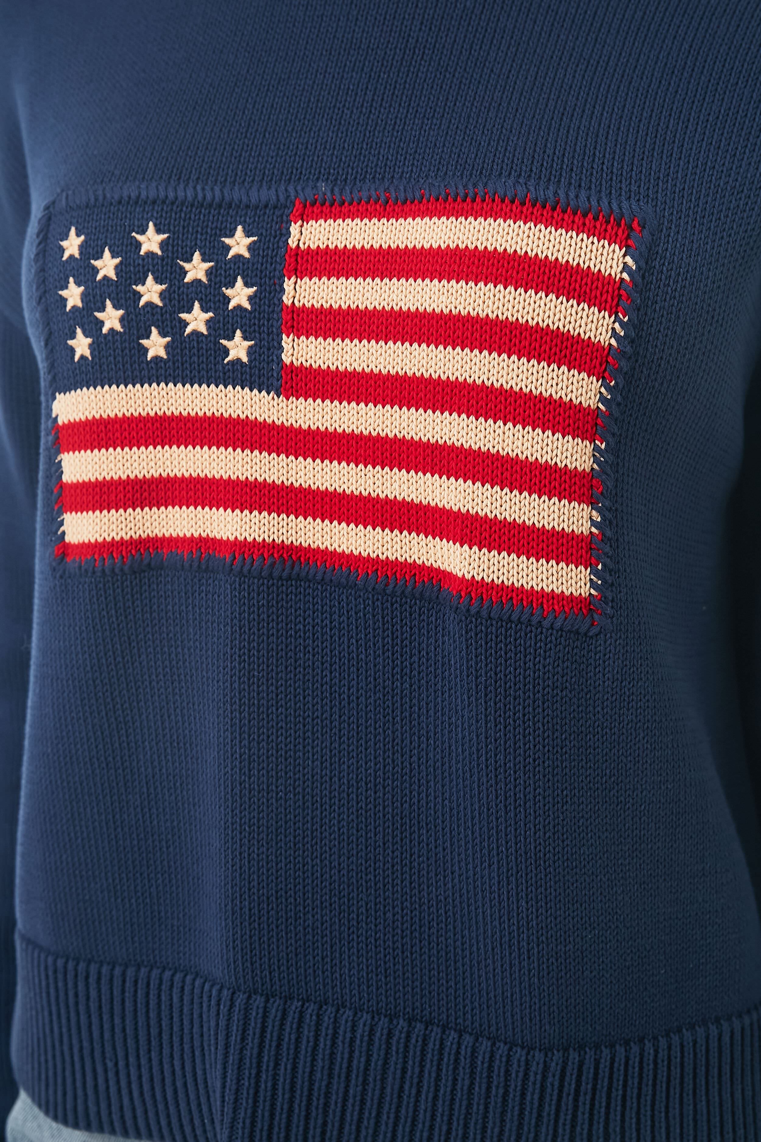 Navy Cropped Americana Sweater - Image 5