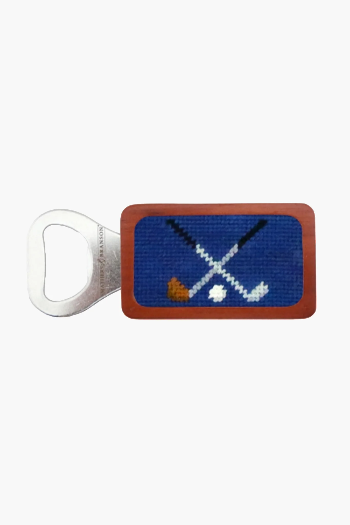 Navy Crossed Clubs Needlepoint Bottle Opener - Image 2