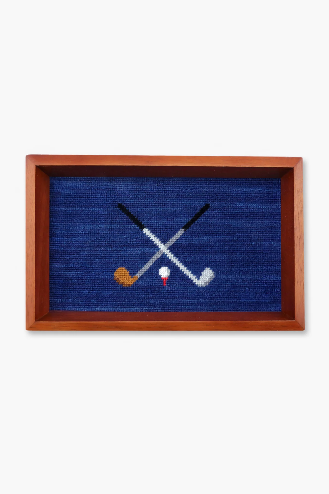 Navy Crossed Clubs Needlepoint Valet Tray - Image 2