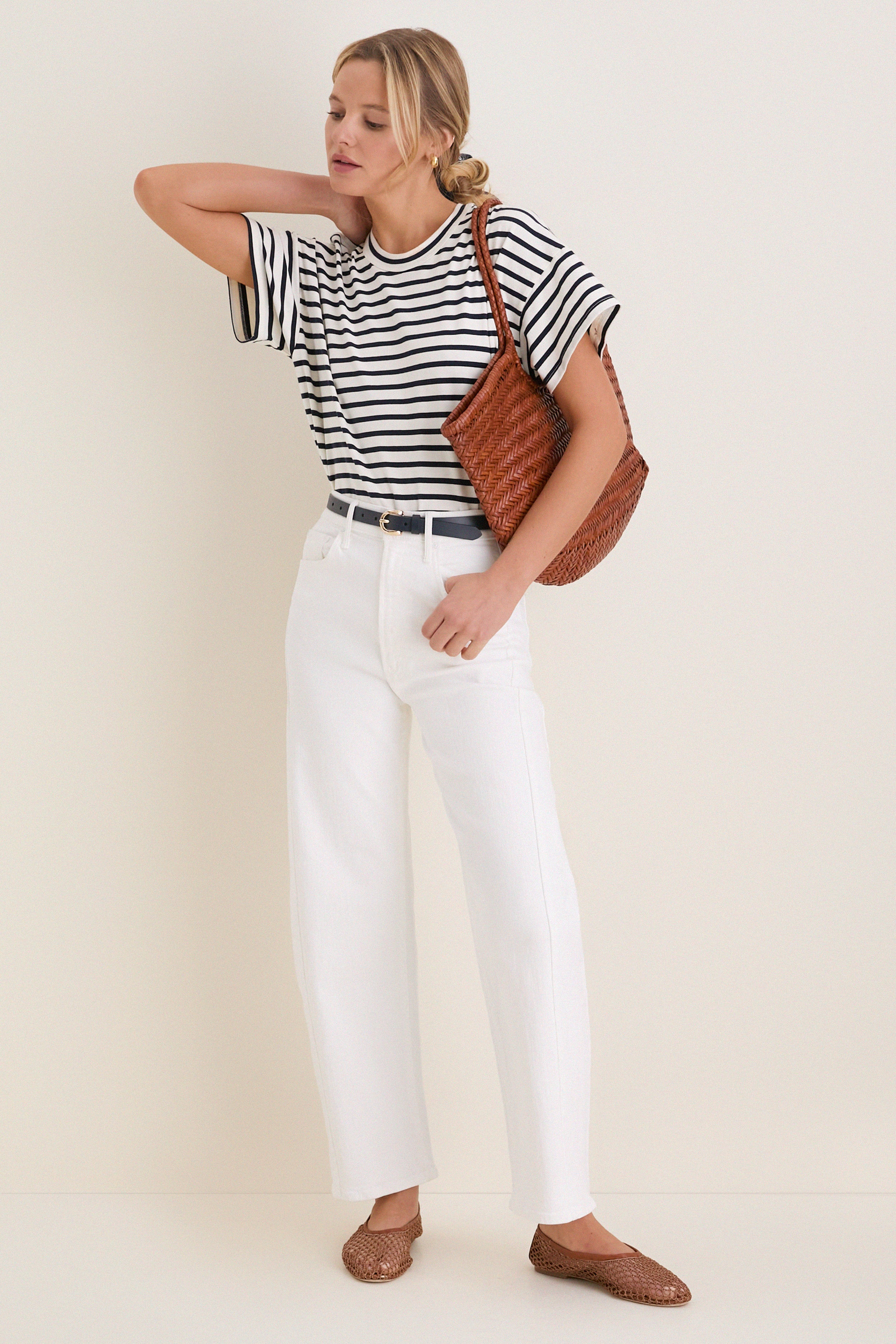 Navy Curve Buckle Skinny Belt - Image 3
