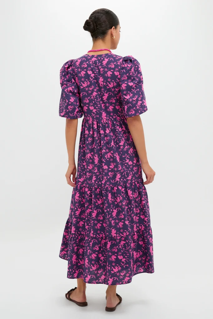 Navy & Fuchsia Floral Cisco Maxi Dress - Image 4
