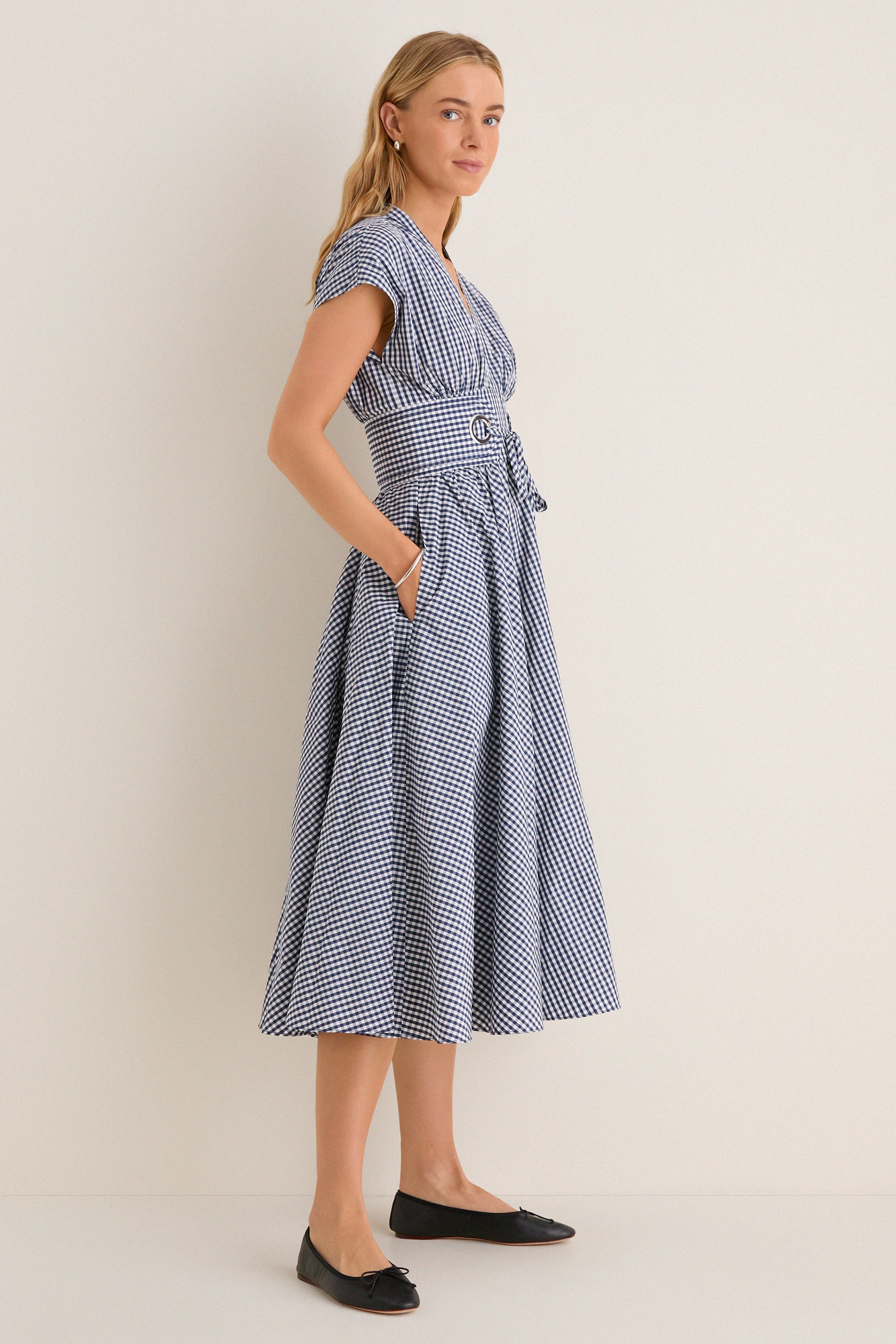 Navy Gingham Riviera Dress - Image 3