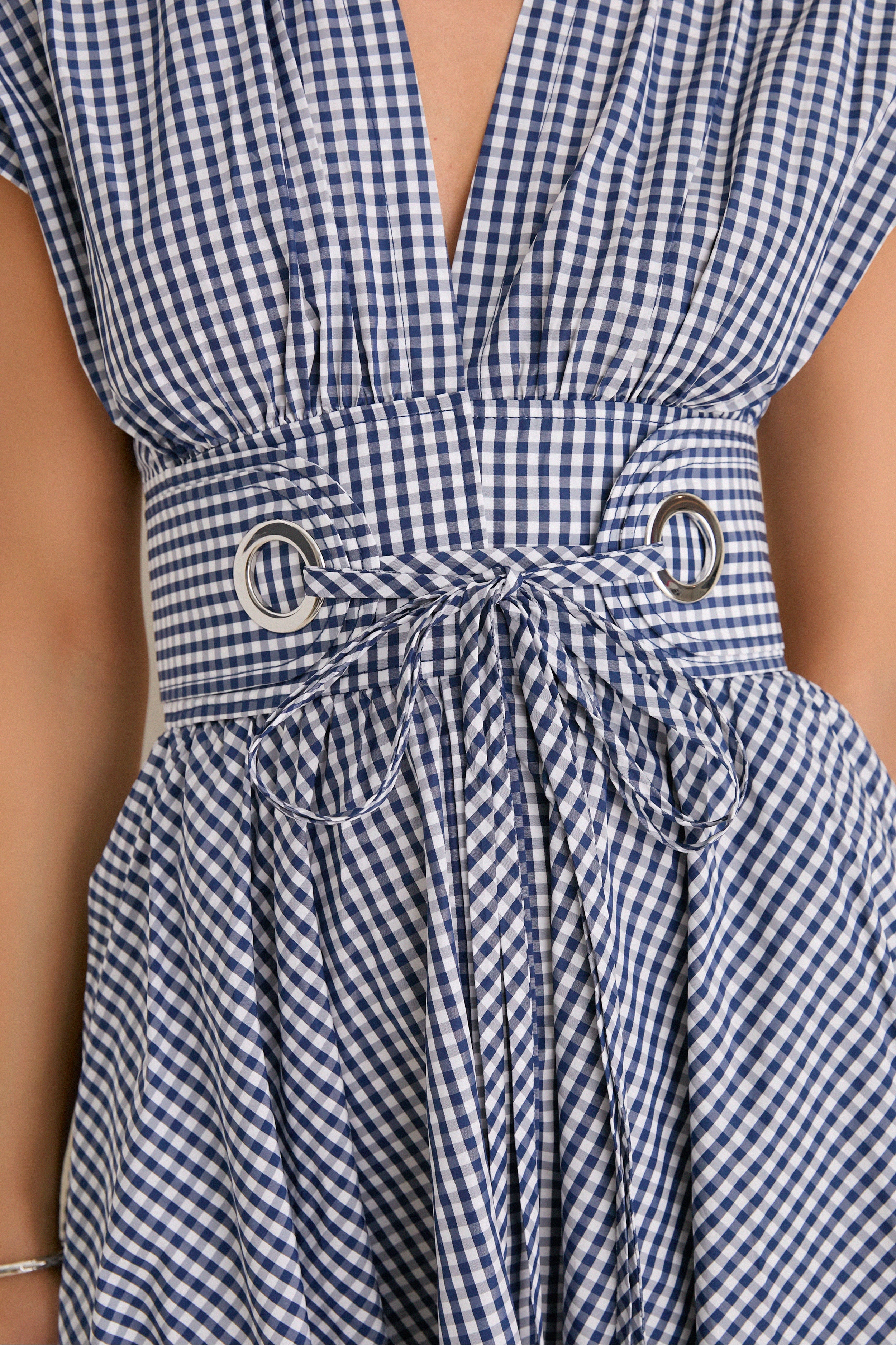 Navy Gingham Riviera Dress - Image 5