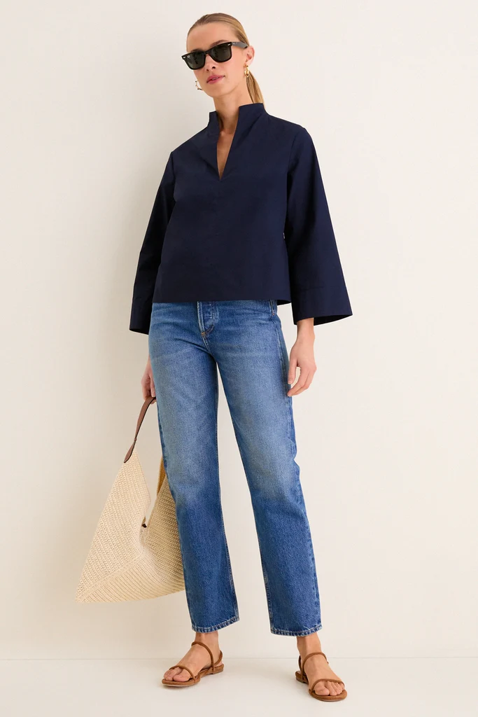 Navy Long Sleeve Celeste Top - Image 2