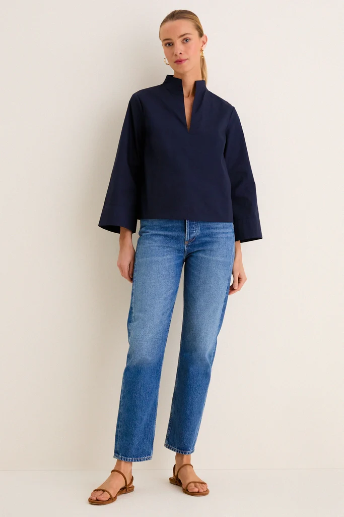 Navy Long Sleeve Celeste Top - Image 6