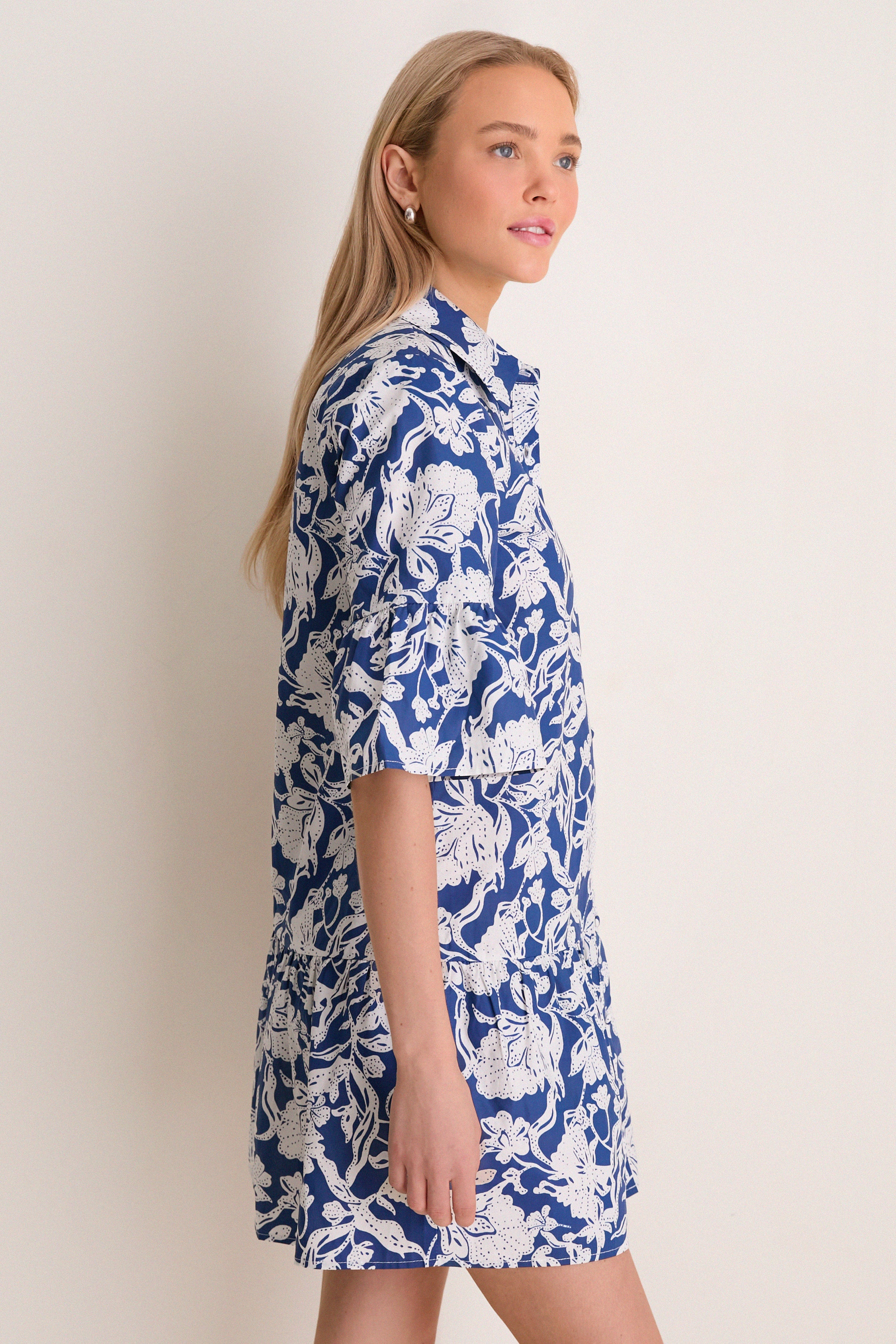 Navy Multi Floral Vera Shirt Dress - Image 3