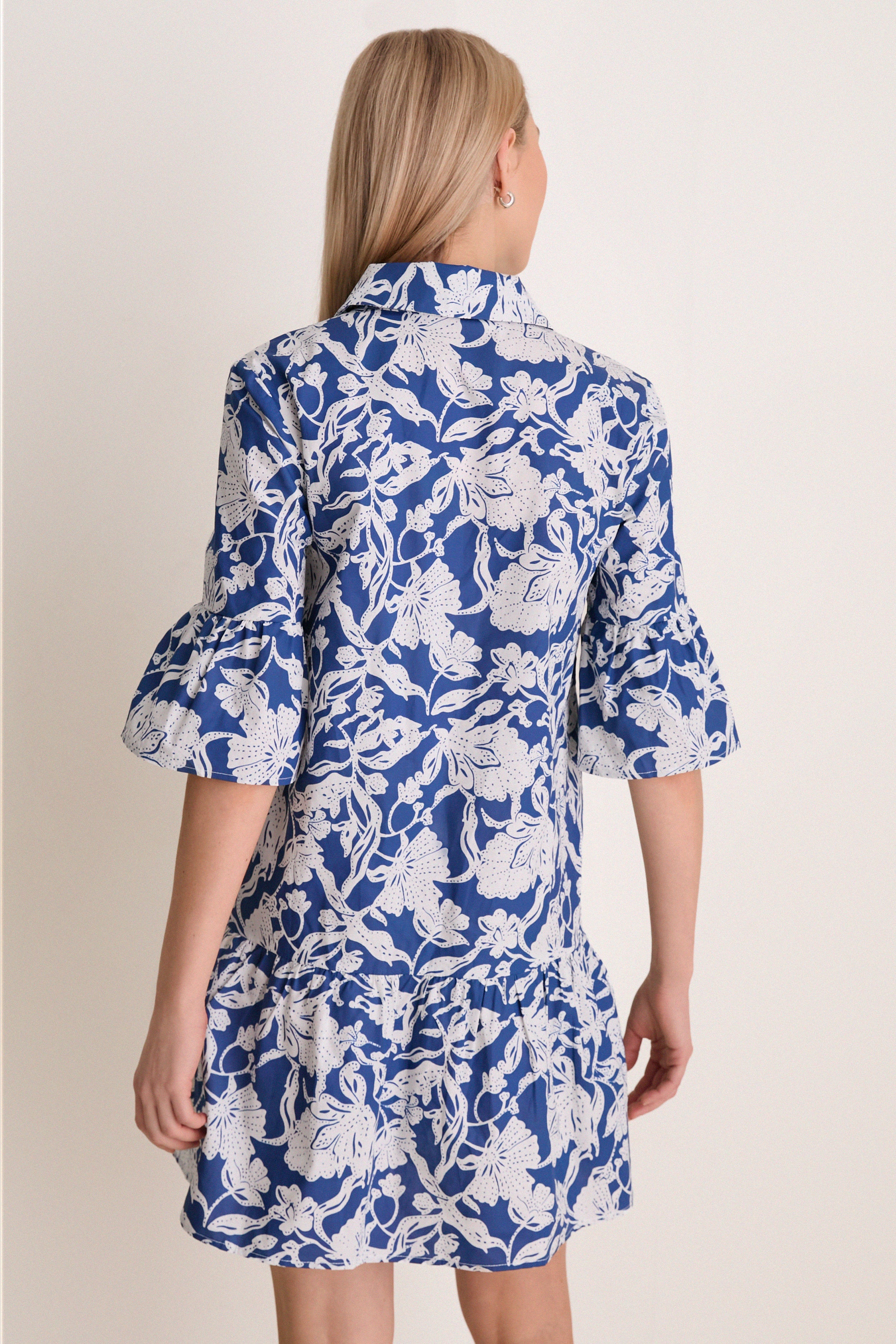 Navy Multi Floral Vera Shirt Dress - Image 4