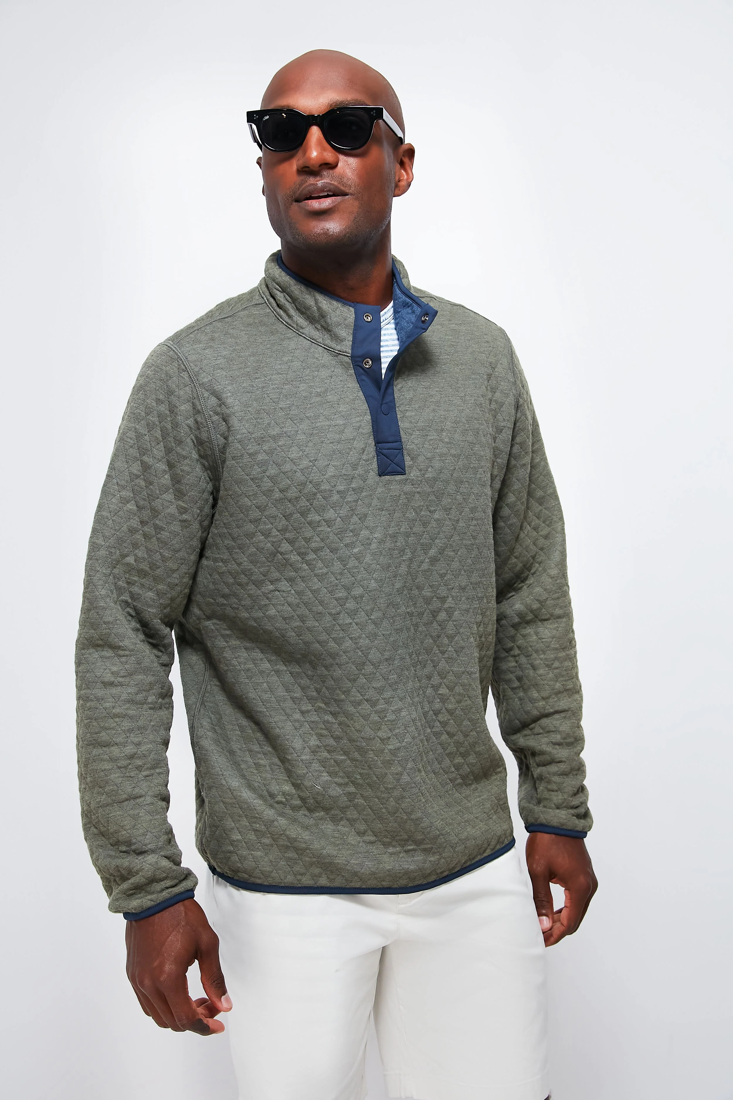 Navy Olive Heather Corbet Reversible Pullover - Image 2