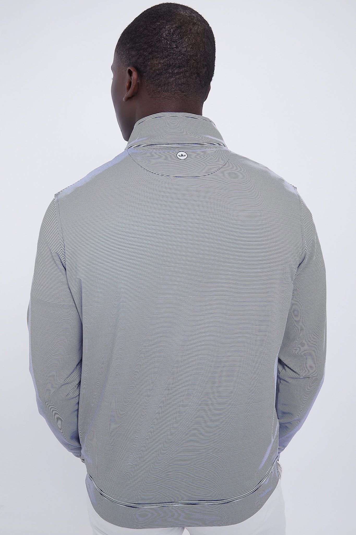 Navy Perth Sugar Stripe Performance Quarter Zip - Image 4