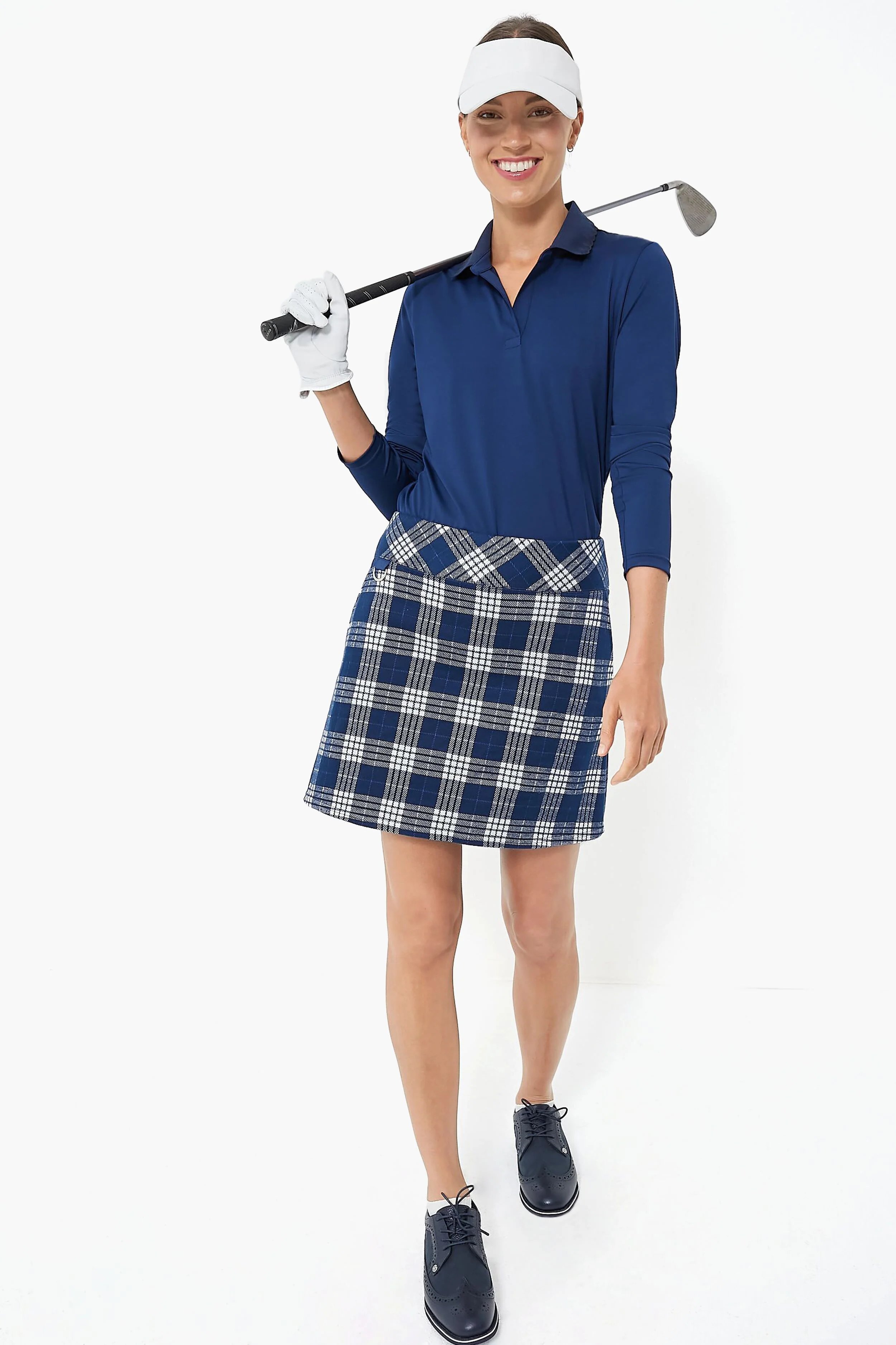Navy Plaid 17 Inch Helen Golf Skirt - Image 2