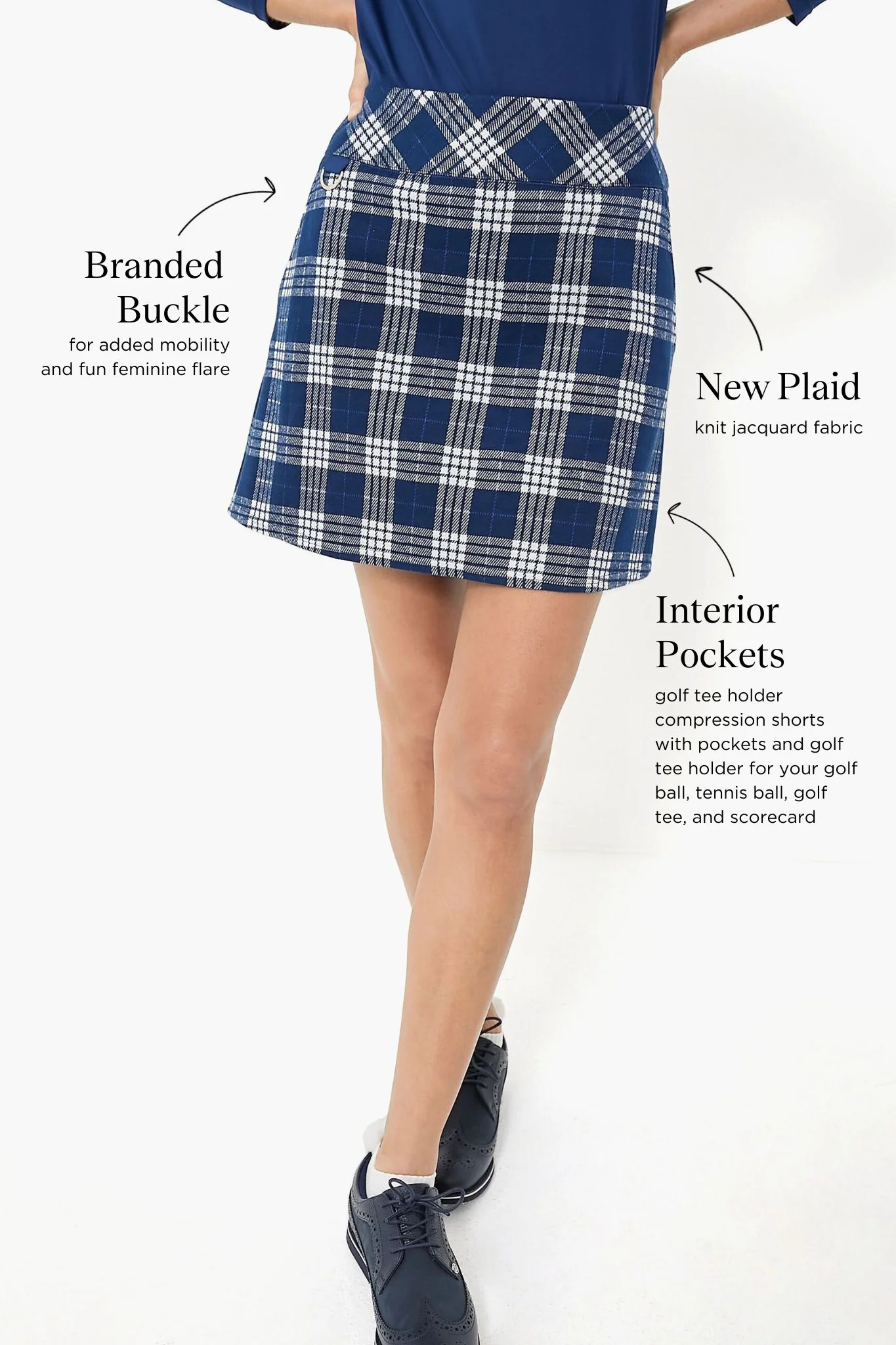 Navy Plaid 17 Inch Helen Golf Skirt - Image 3