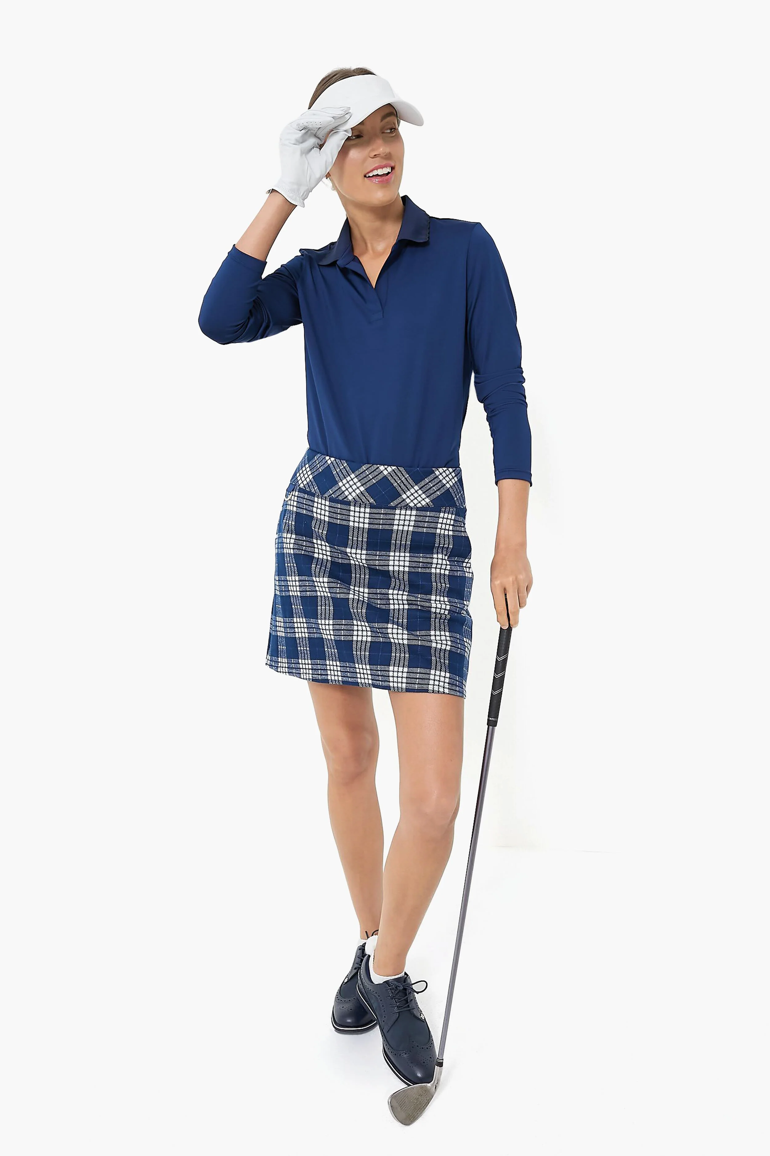 Navy Plaid 17 Inch Helen Golf Skirt - Image 8