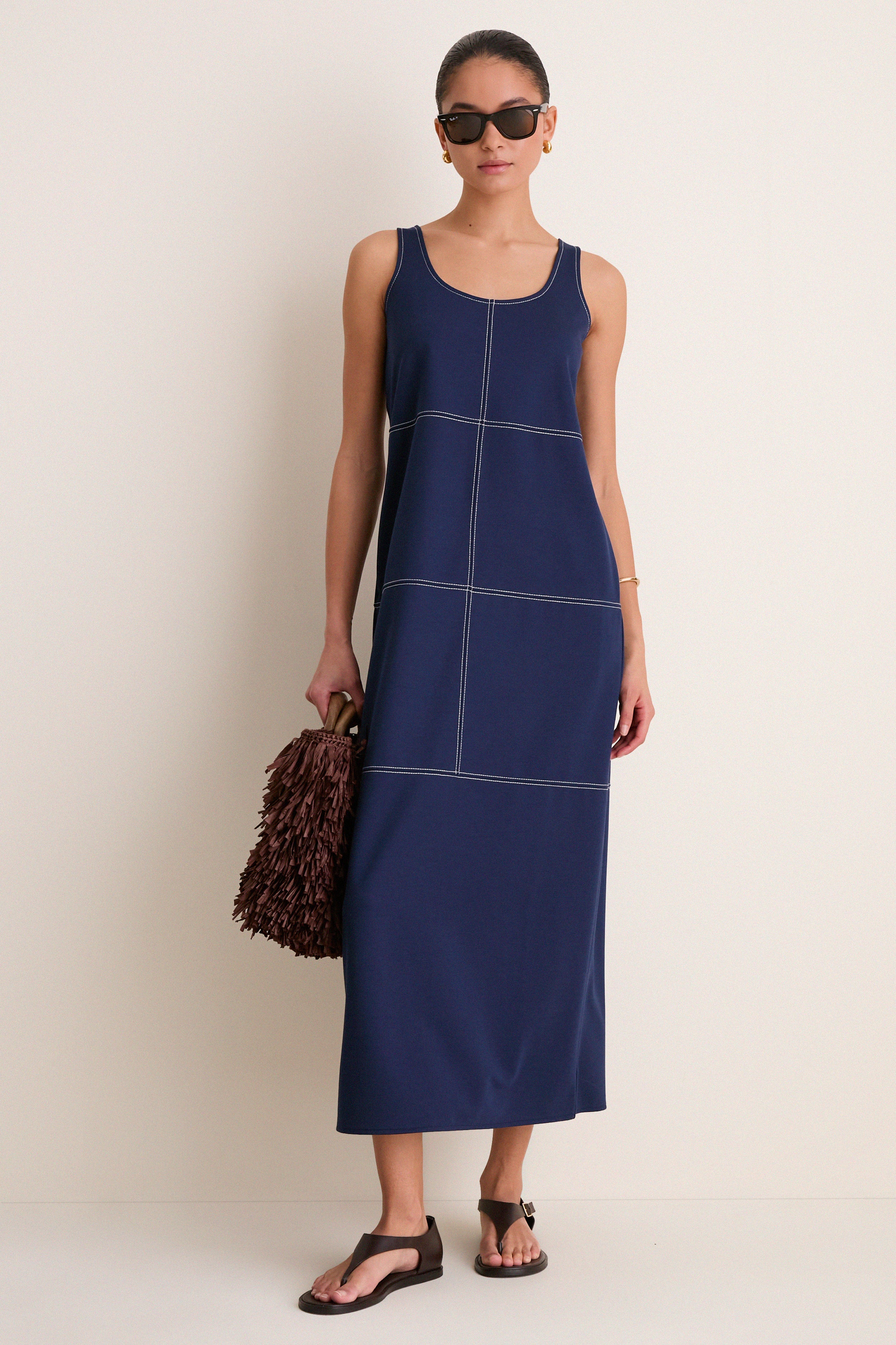 Navy Ponte Violette Column Dress - Image 2