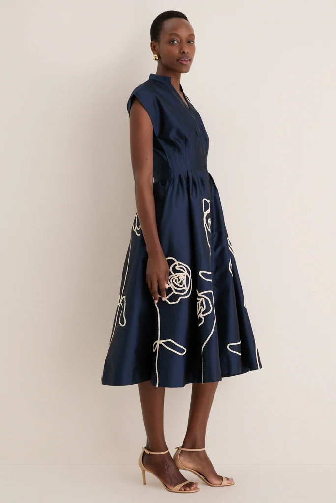 Navy Selene Midi Dress - Image 3