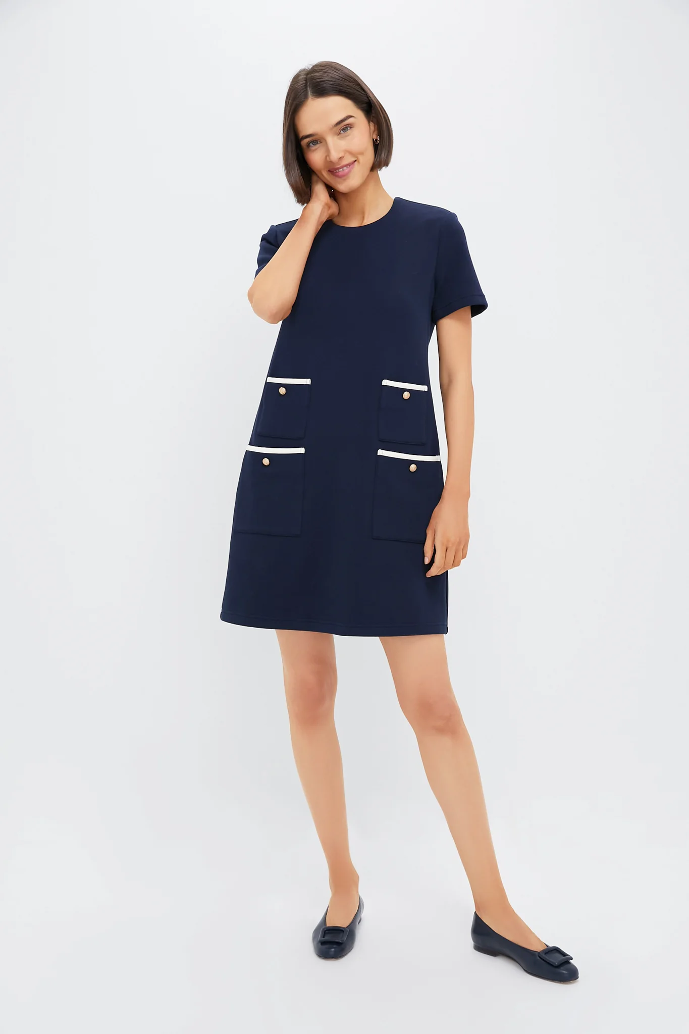 Navy Short Sleeve Francoise Dress - Image 6