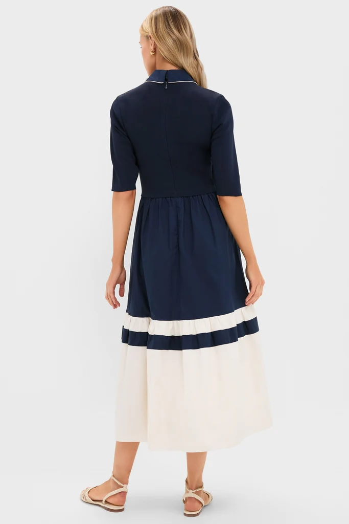 Navy Short Sleeve Marina Dress - Image 4