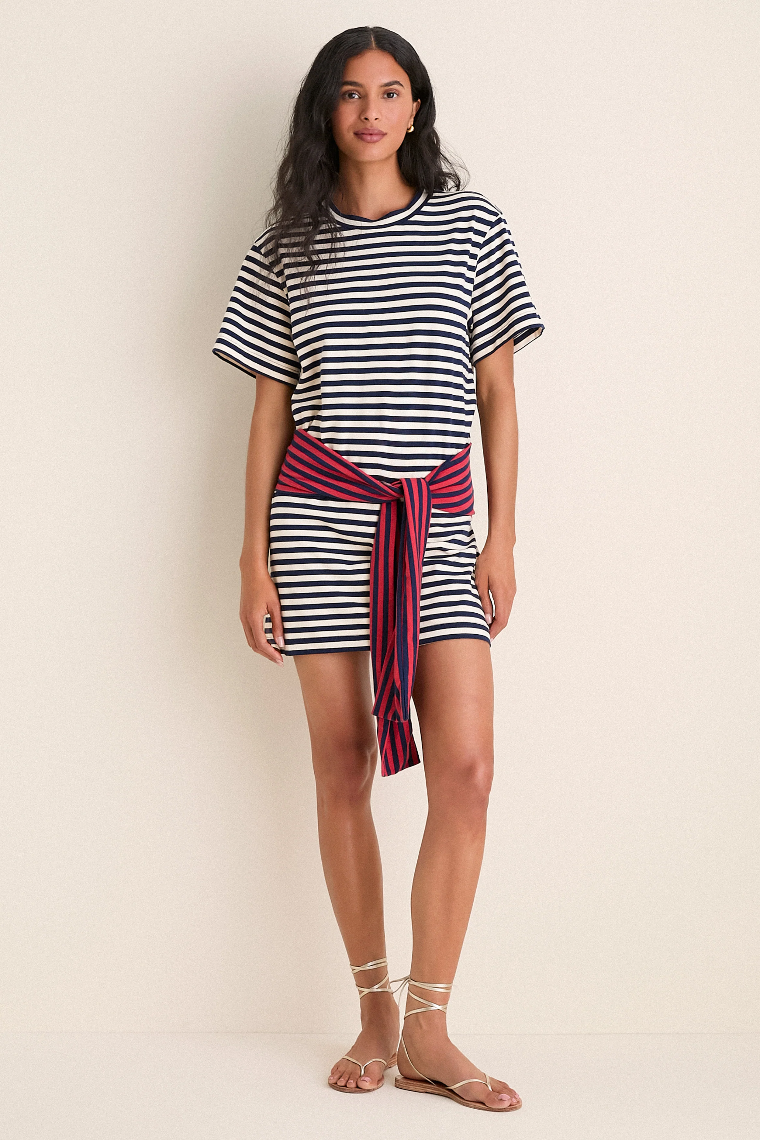 Navy Stripe Combo Lottie T-Shirt Mini Dress - Image 6