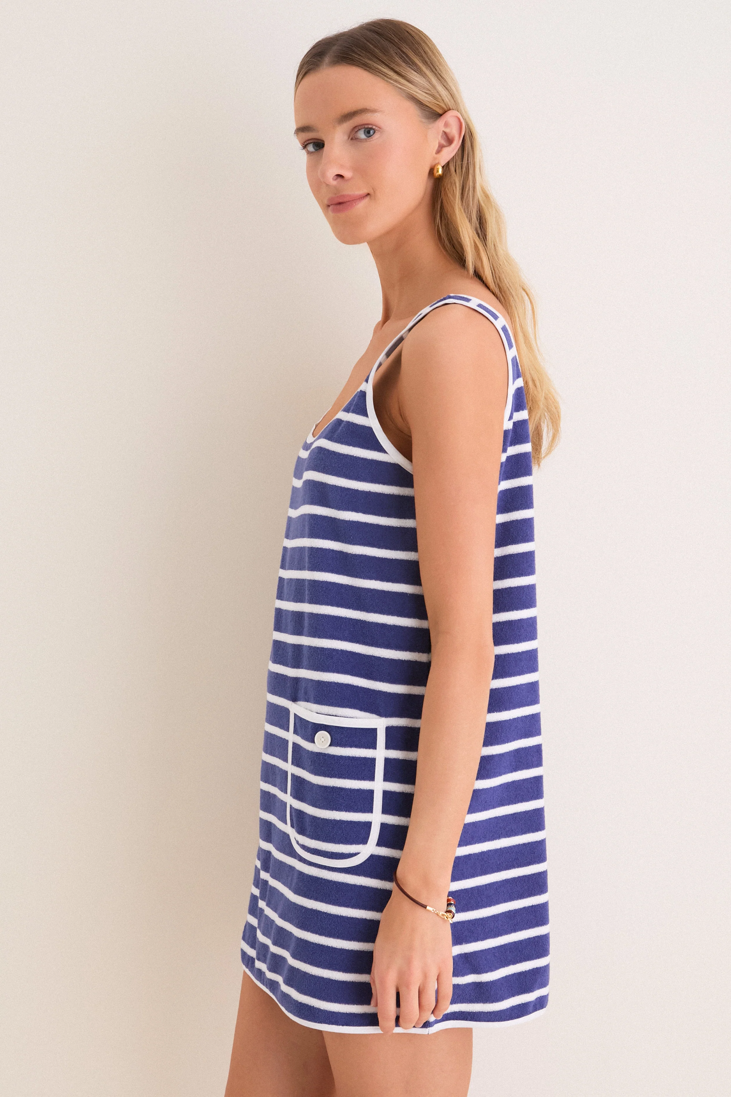 Navy Stripe Mini Terrycloth Coverup - Image 3