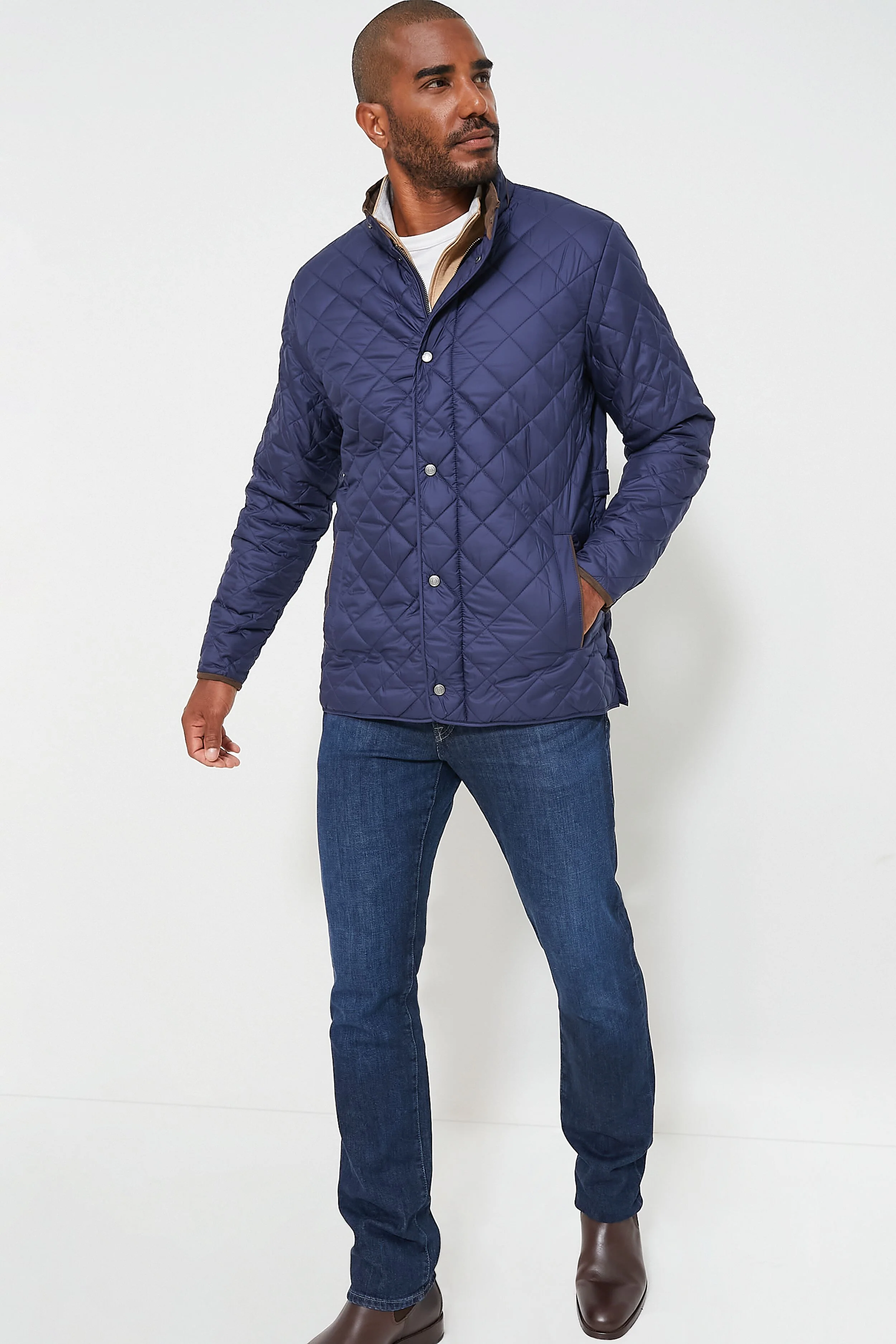 Navy Suffolk Quilted Travel Coat - Image 3
