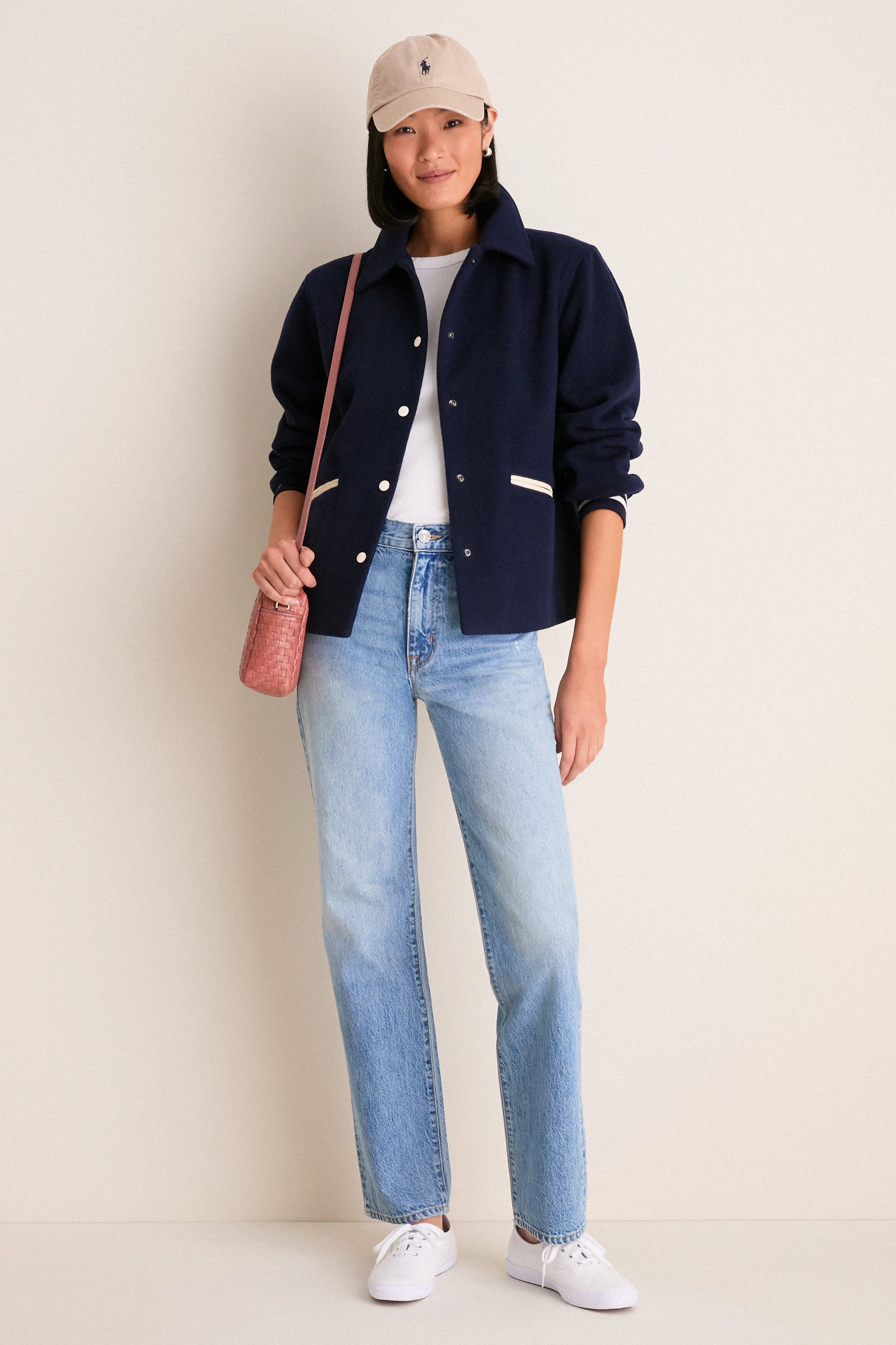 Navy Wool Varsity Verve Jacket - Image 2