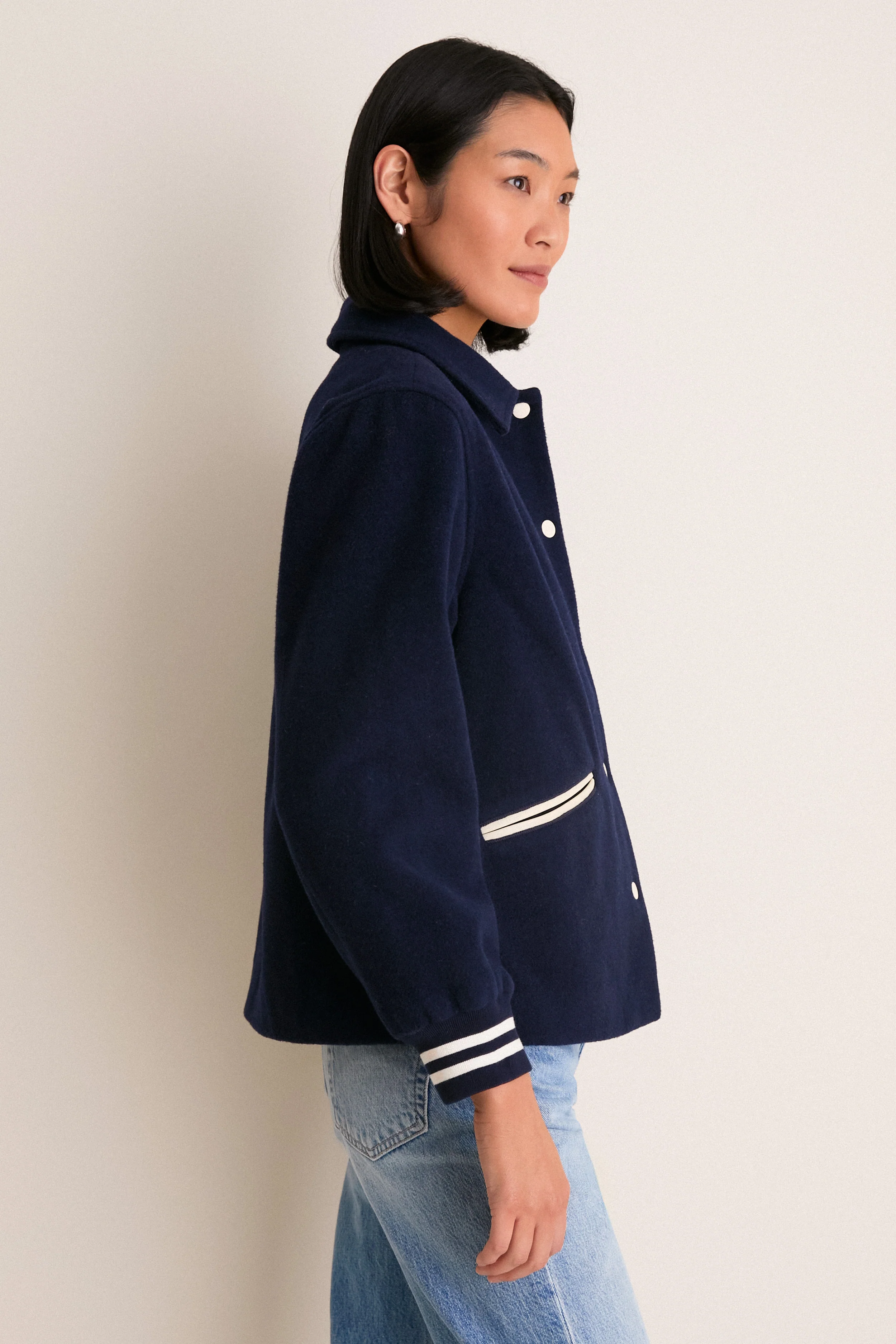 Navy Wool Varsity Verve Jacket - Image 3
