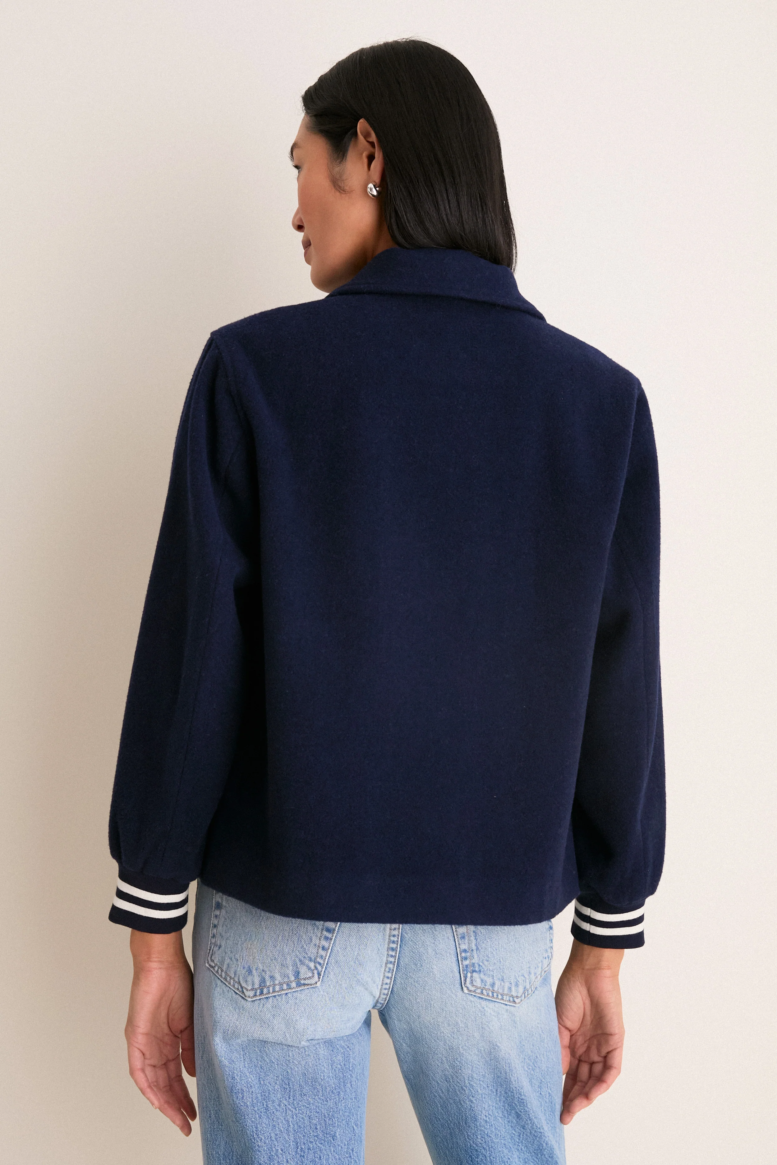 Navy Wool Varsity Verve Jacket - Image 4
