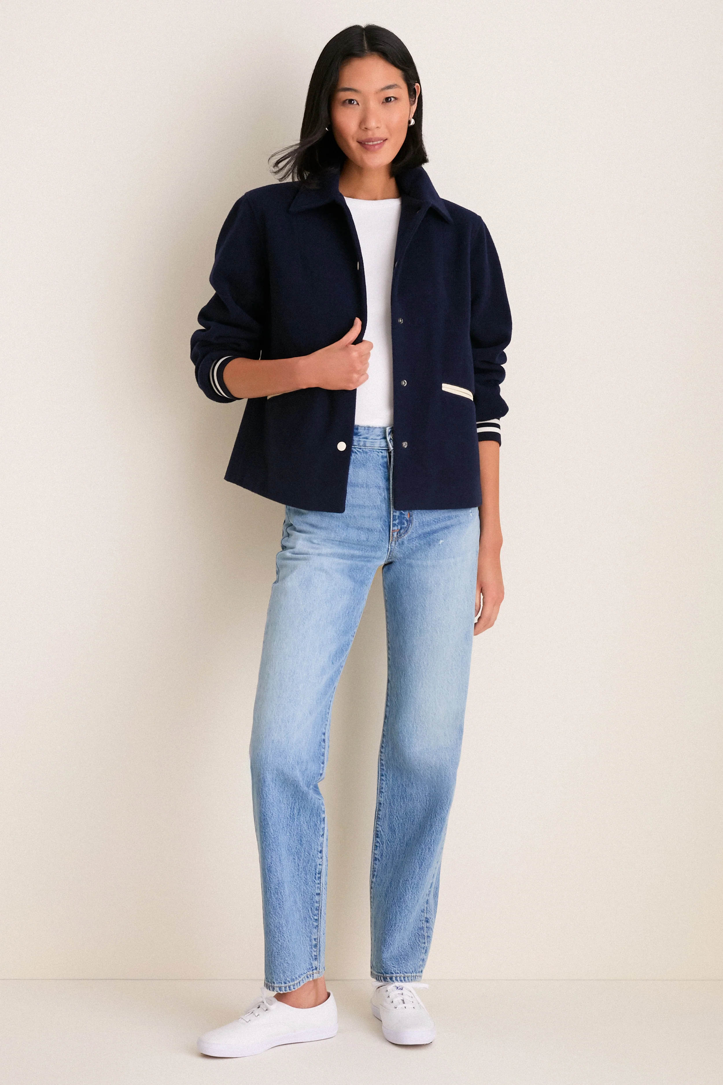 Navy Wool Varsity Verve Jacket - Image 5
