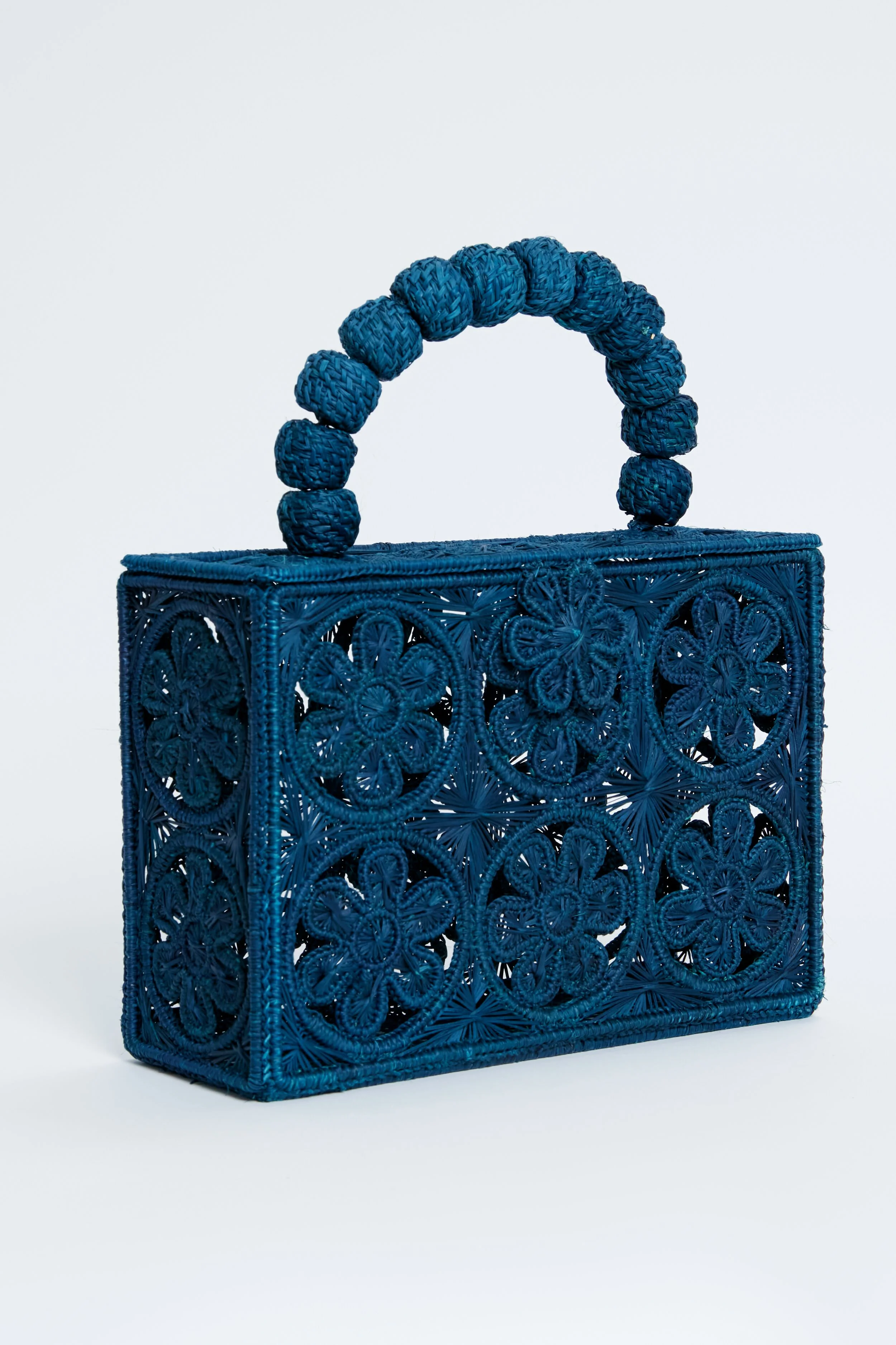 Newport Navy Rattan Bloom Clutch - Image 7