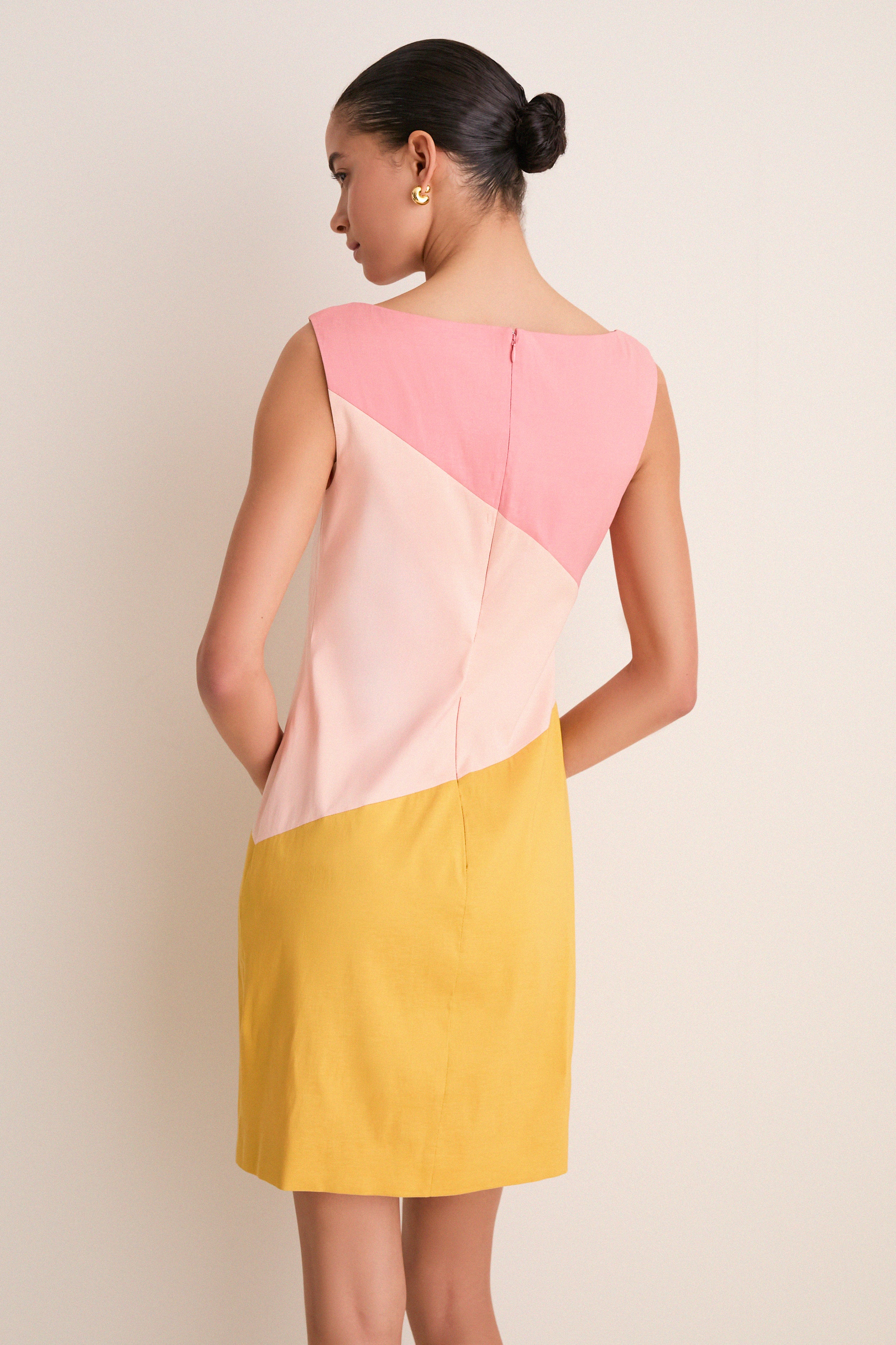 Sorbet Colorblock Stretch Taffeta Gigi Mini Dress - Image 4