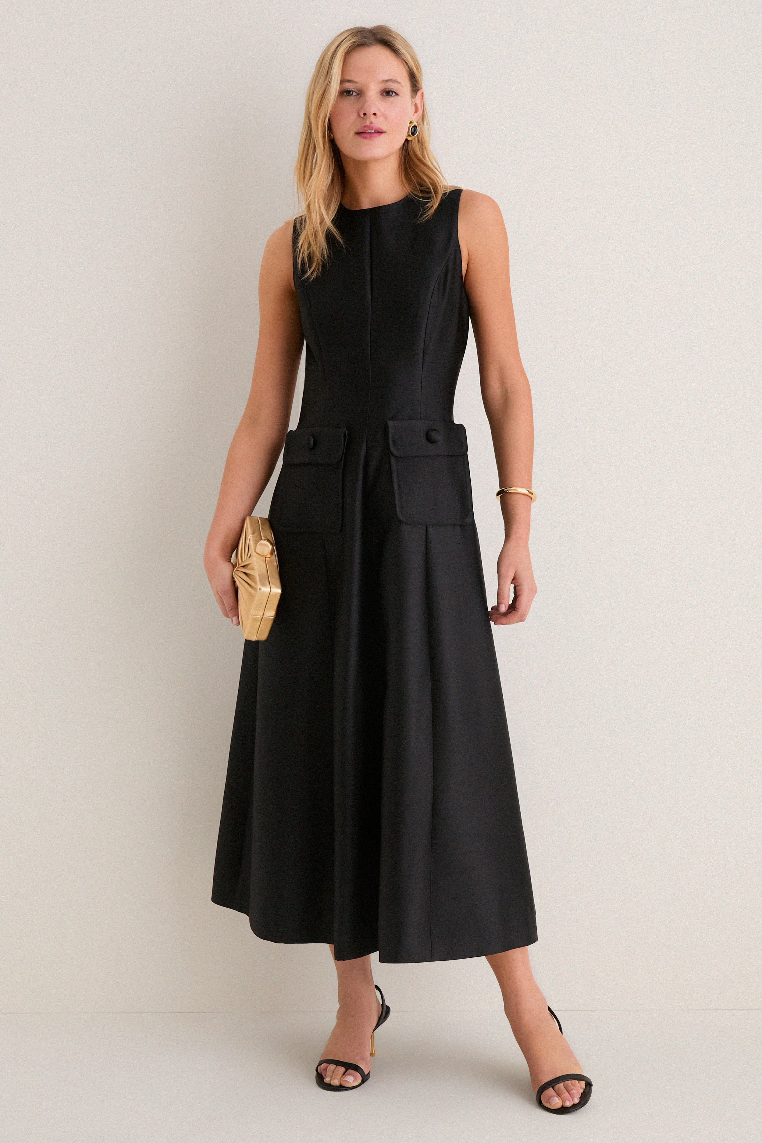 Black Dupioni Helene Midi Dress - Image 2